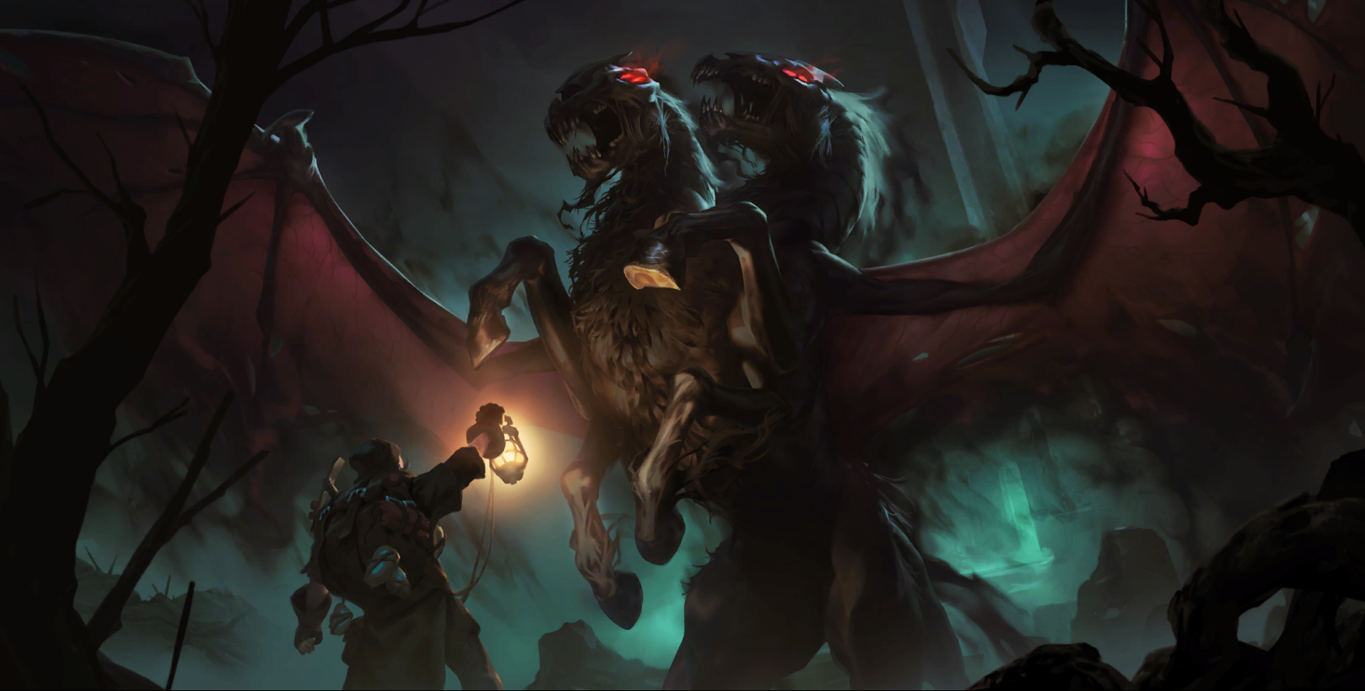Two-headed creature from Legends of Runeterra HD Wallpaper