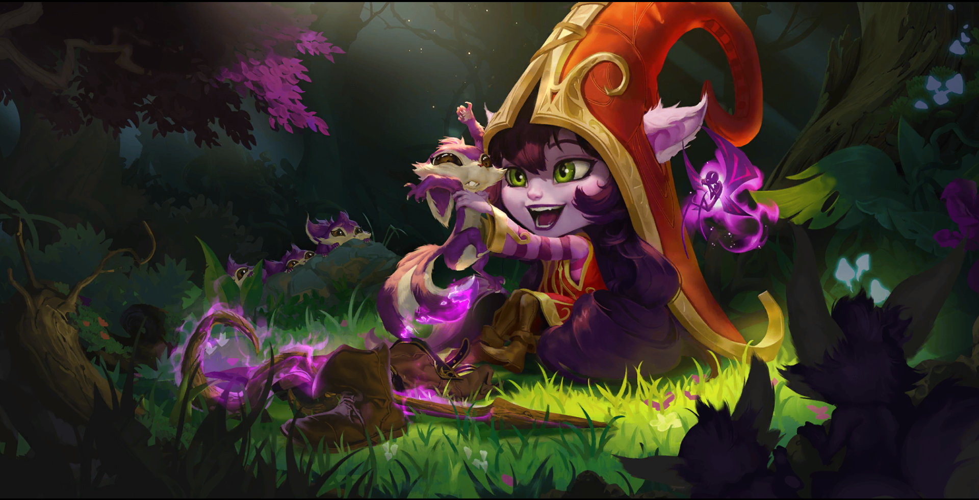 Lulu and Pix from League of Legends in a forest HD Wallpaper