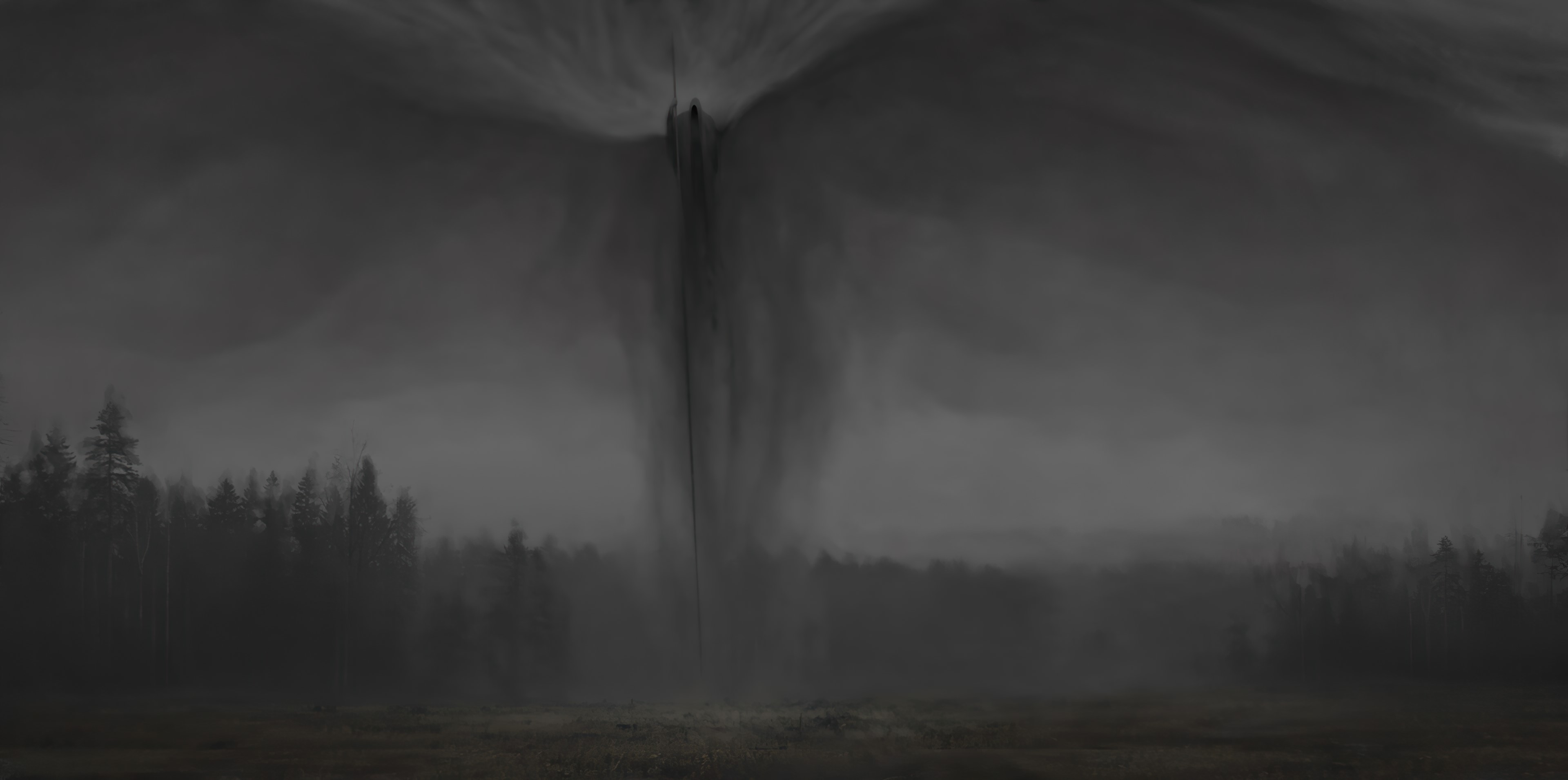 Dark Tornado over Forest HD Wallpaper