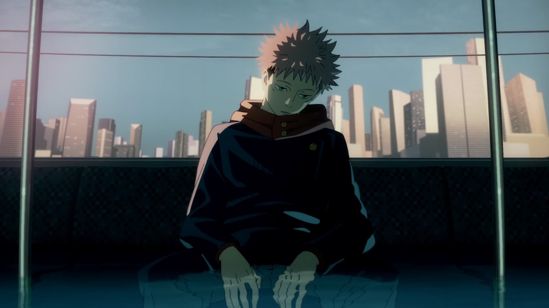 Yuji Itadori from Jujutsu Kaisen sitting on a train HD Wallpaper