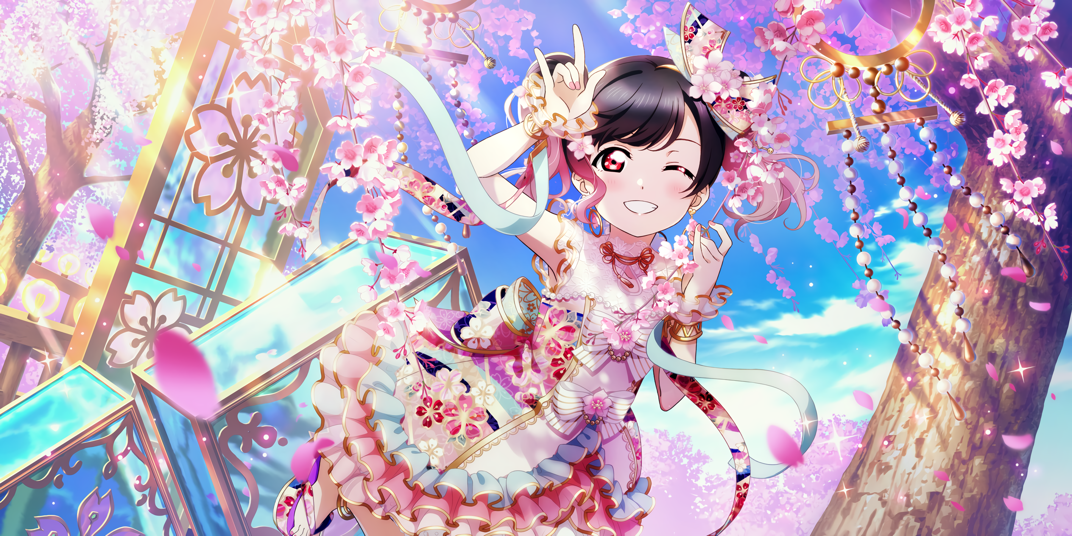 Nico Yazawa from Love Live! Series with Cherry Blossoms HD Wallpaper