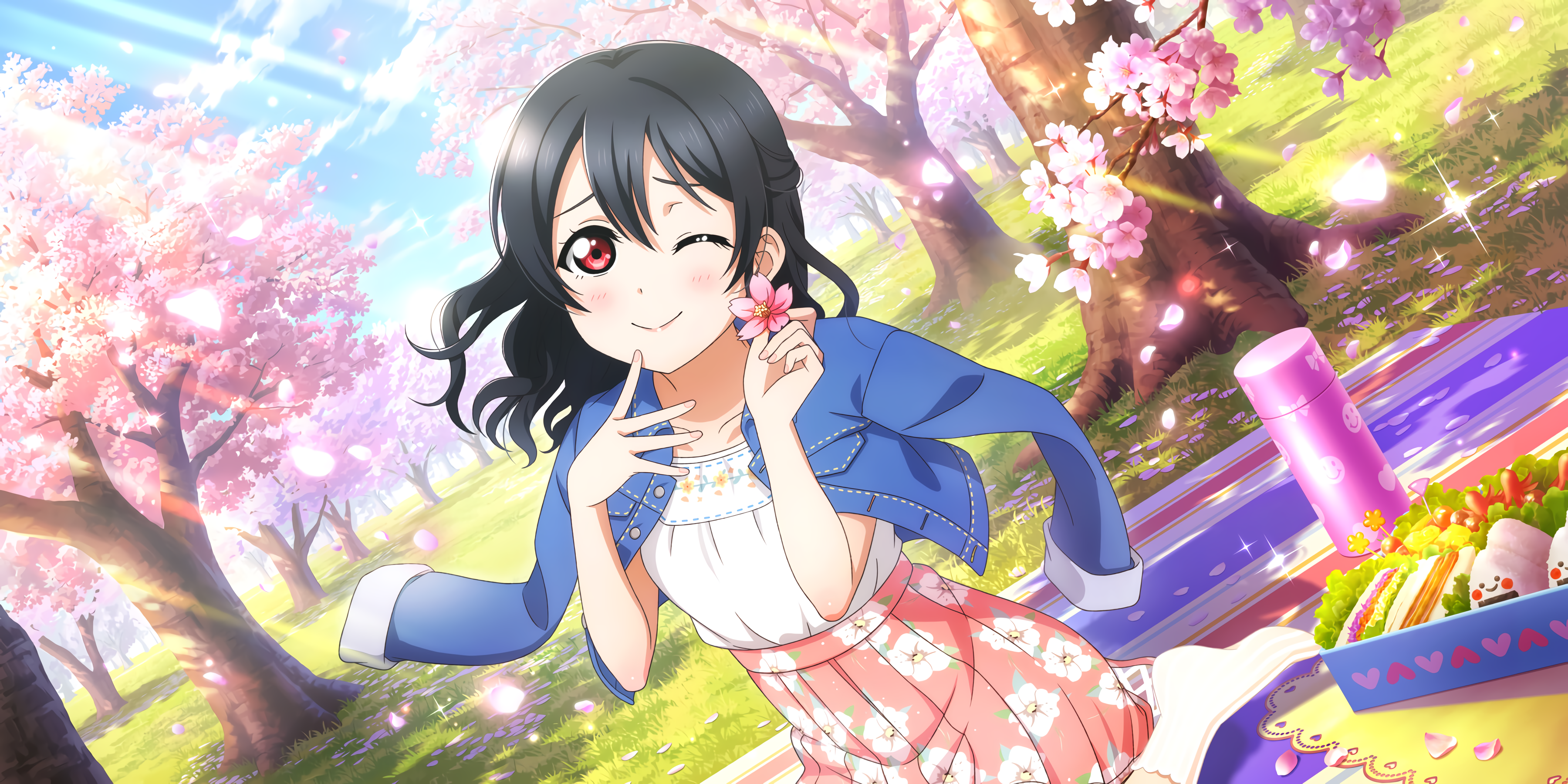 Nico Yazawa from Love Live! Series having a picnic HD Wallpaper