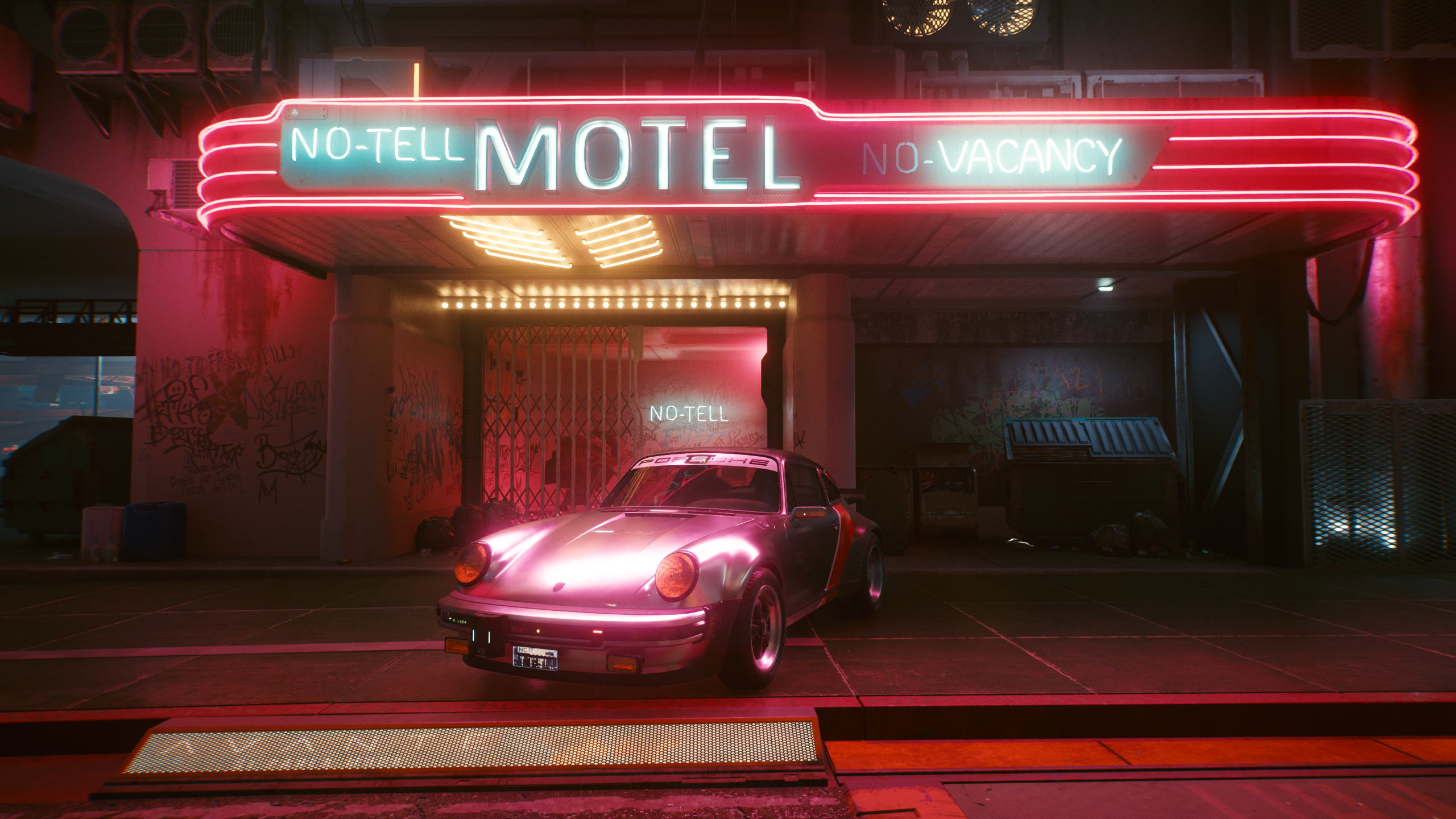 Porsche 911 Turbo from Cyberpunk 2077 at No-Tell Motel HD Wallpaper