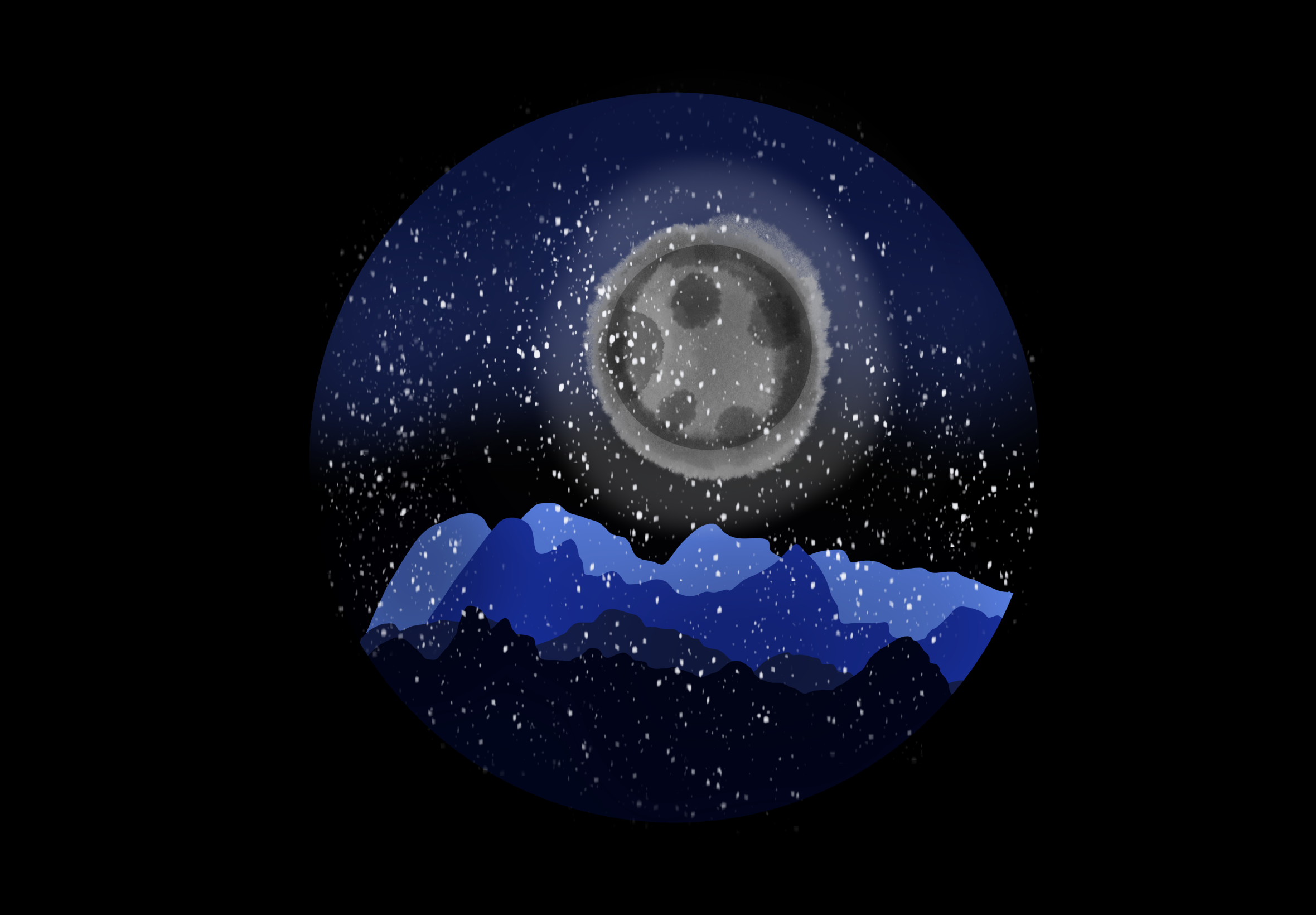 Night sky with moon and mountains HD Wallpaper