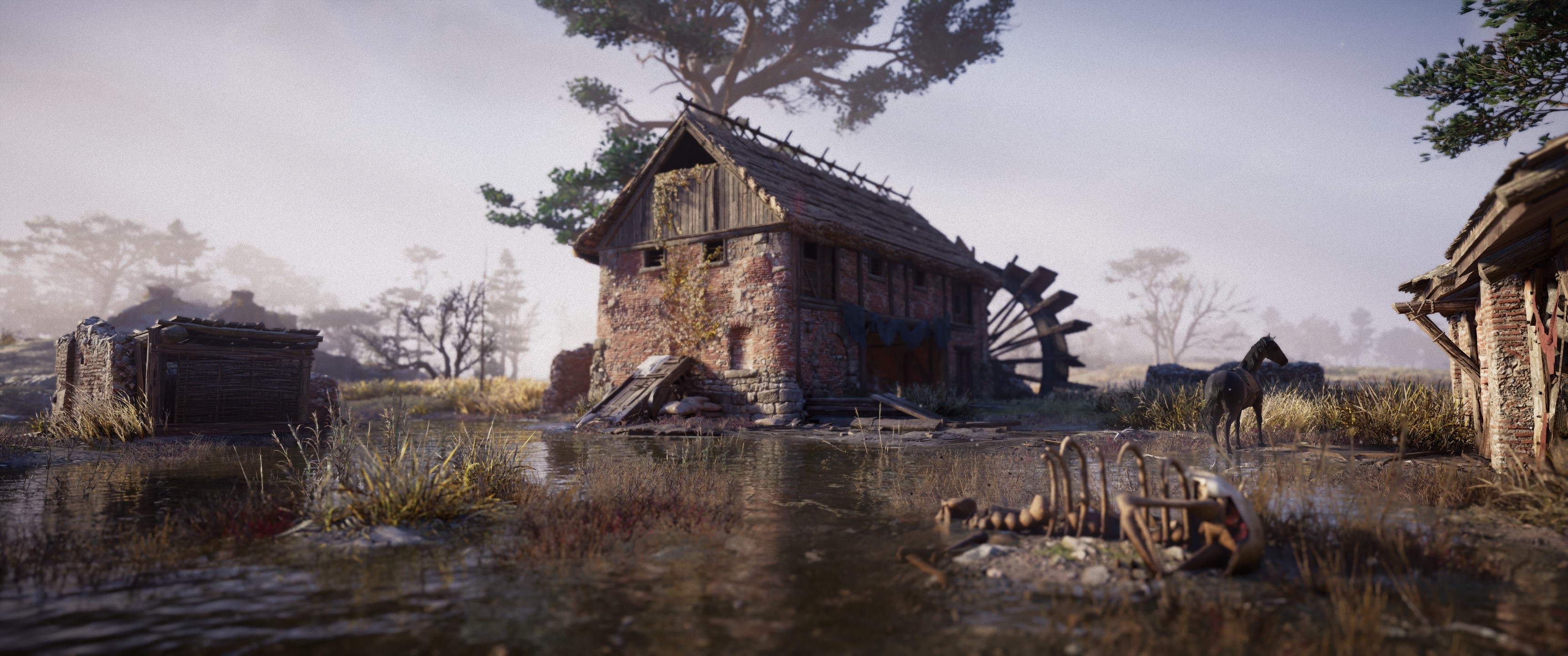 Assassin's Creed Valhalla: Old Mill and Skeletons HD Wallpaper
