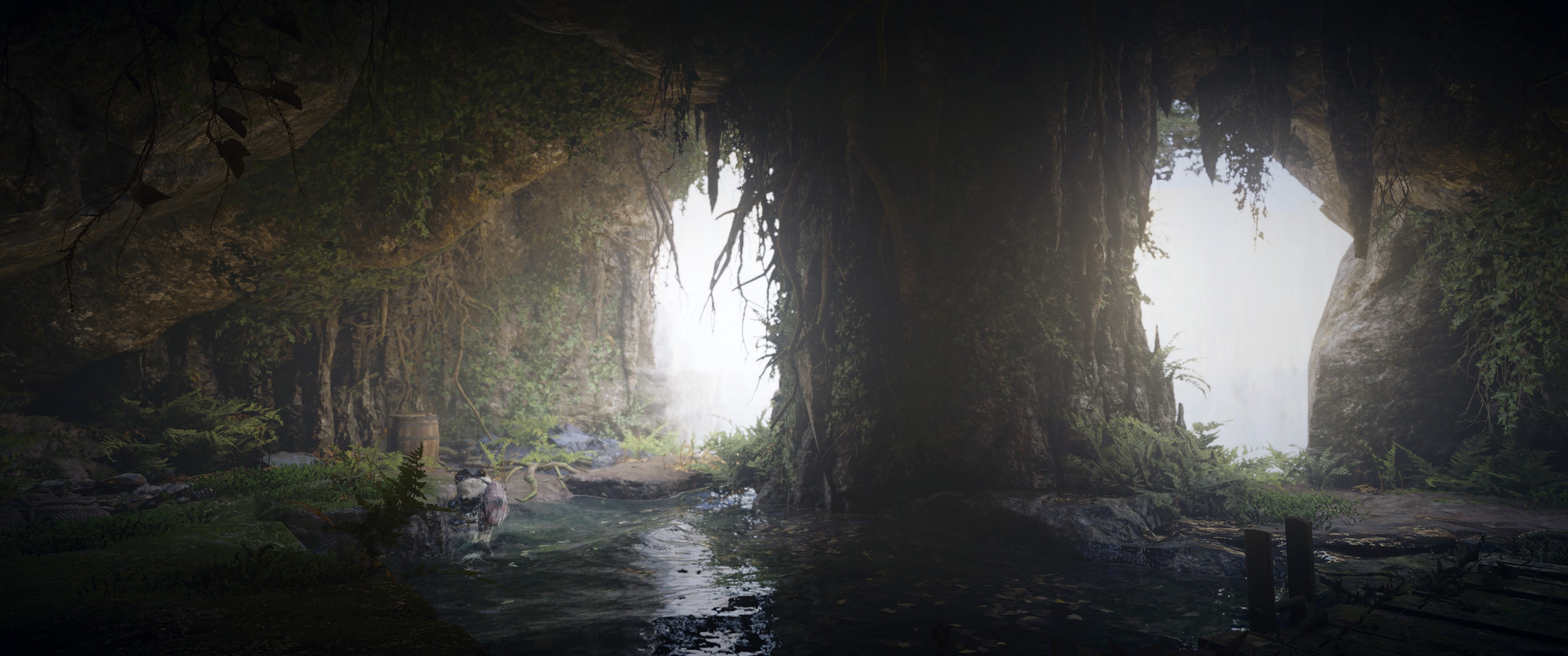 Assassin's Creed Valhalla cave with waterfall HD Wallpaper
