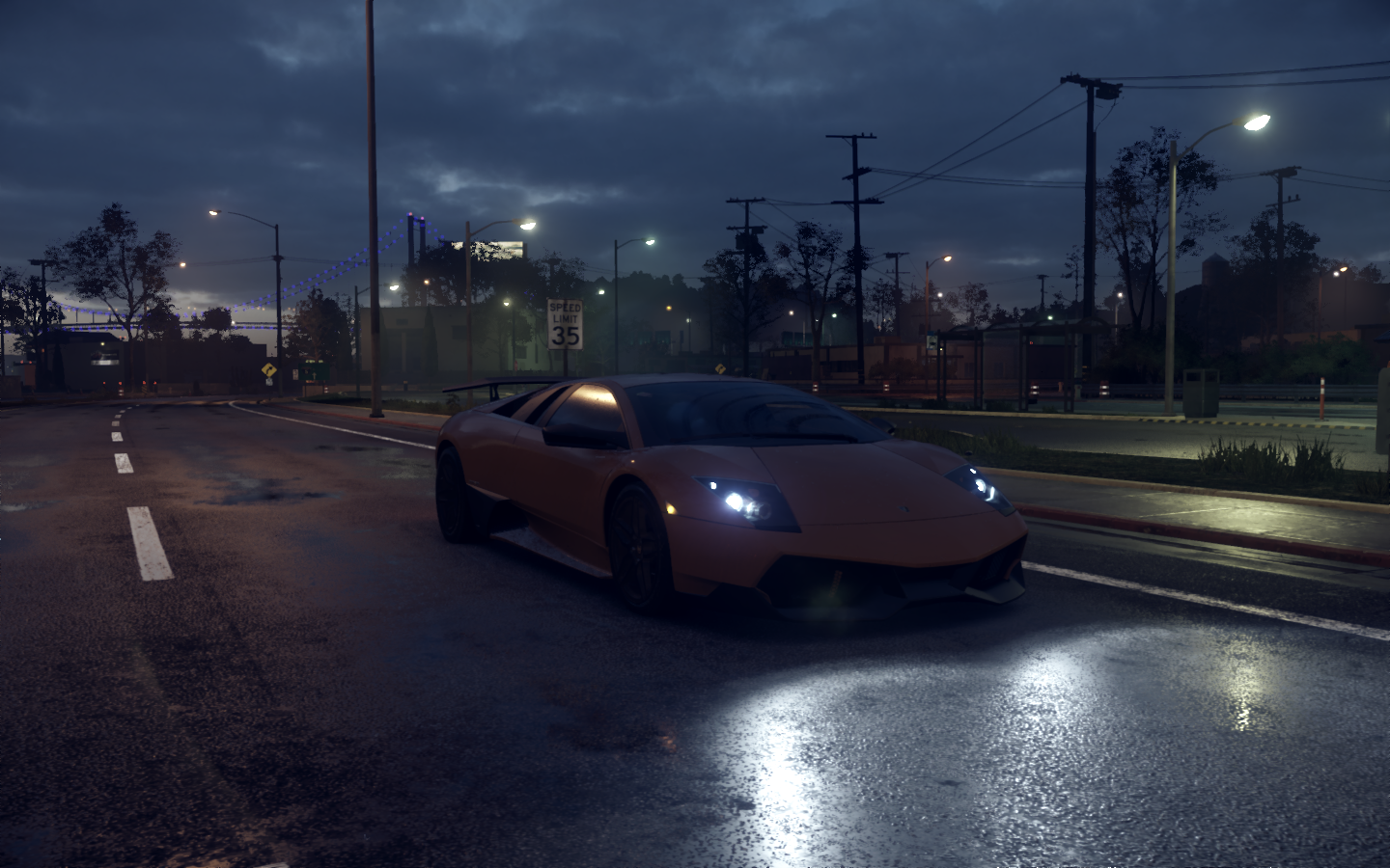 Orange Lamborghini Murcielago LP 670-4 Super Veloce in Need For Speed 2015 HD Wallpaper