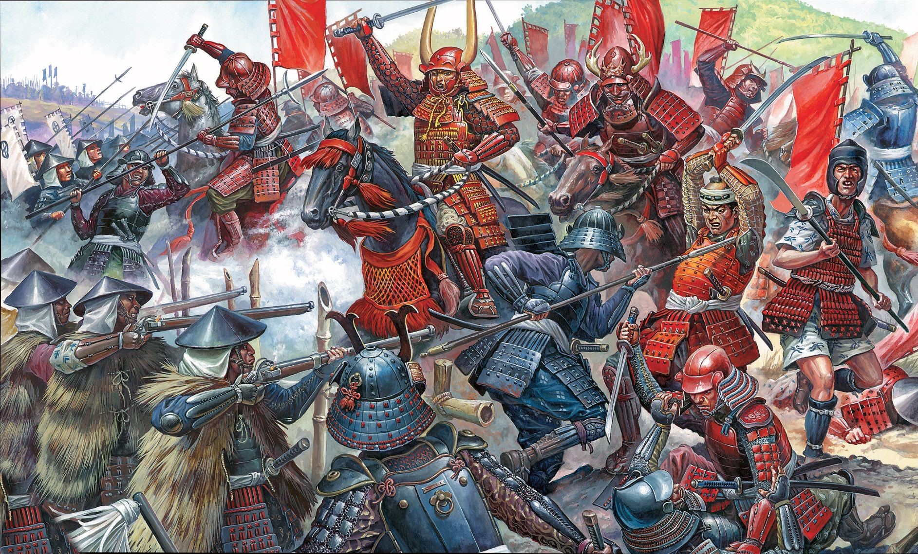 Sengoku Samurai Warriors in Battle Artwork HD Wallpaper