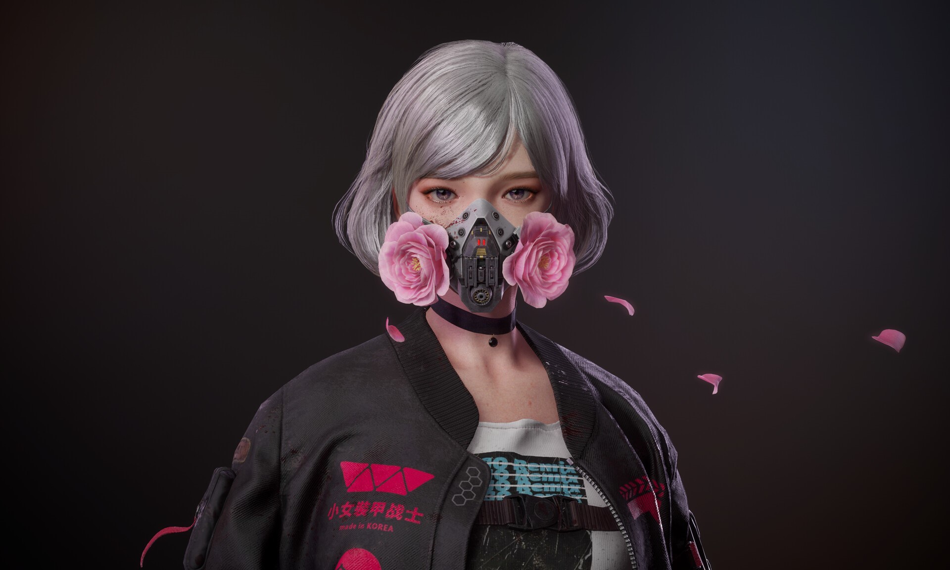 Woman with white hair wearing a mask with roses HD Wallpaper