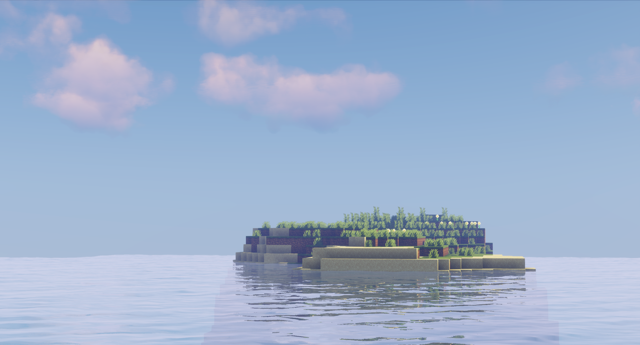 Minecraft island with shaders HD Wallpaper