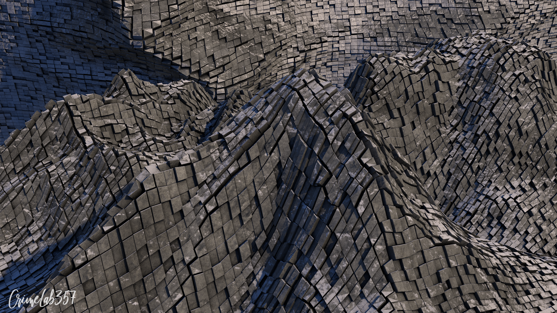 Abstract 3D rendered terrain with cubes HD Wallpaper