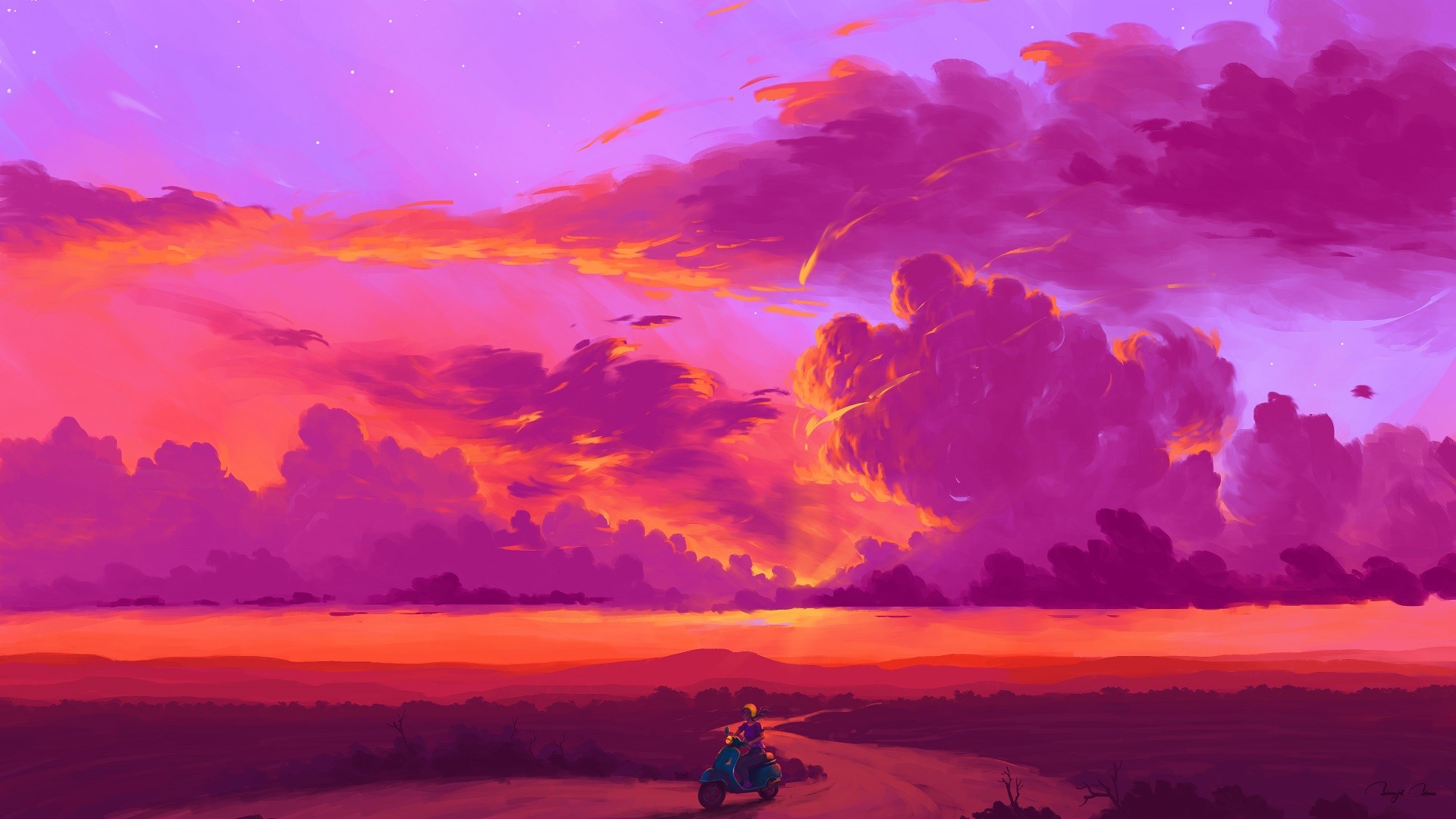 BisBiswas Digital Painting of Vibrant Sky HD Wallpaper