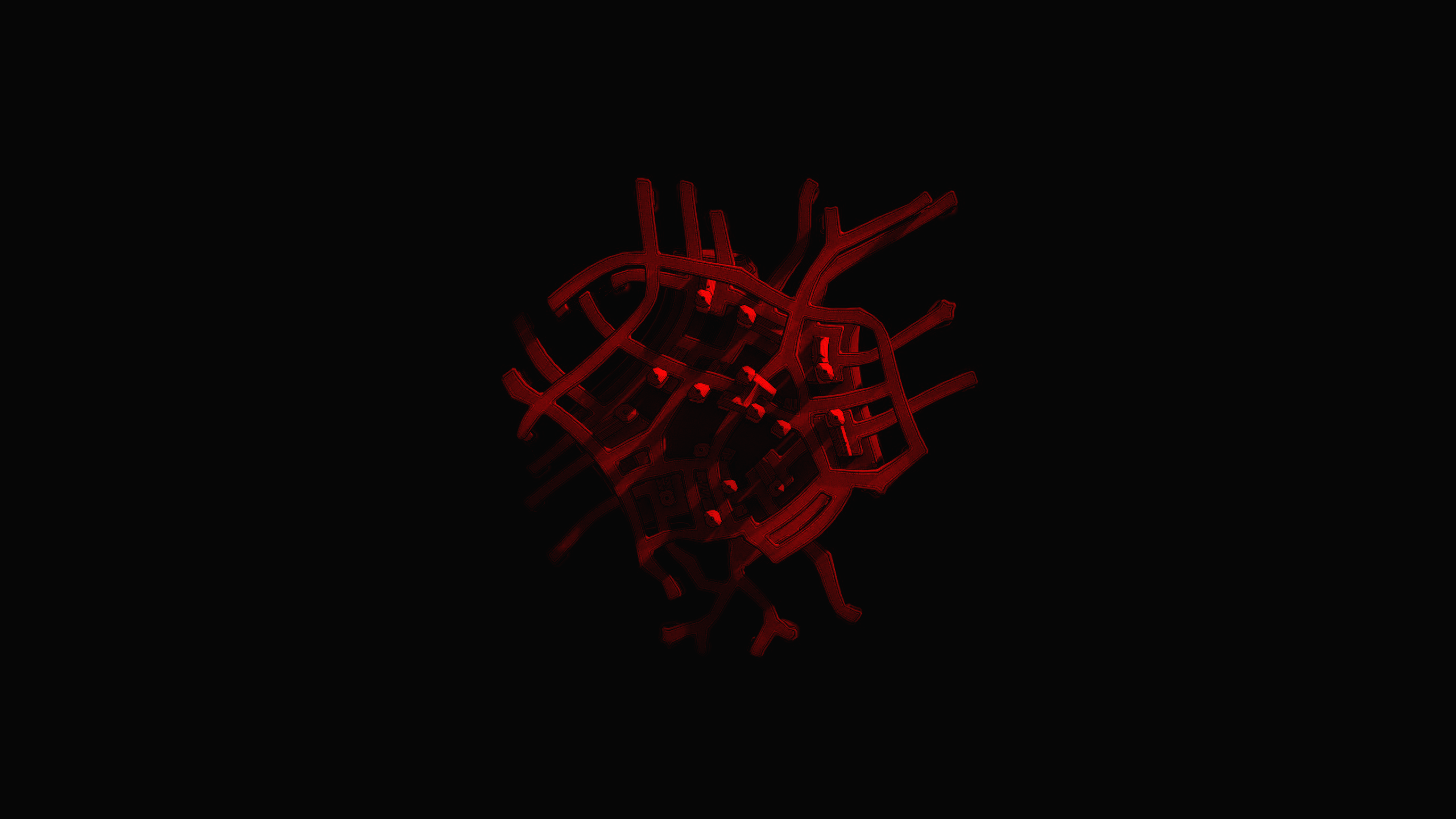 3D Abstract Red Vascular Network on Black Background HD Wallpaper