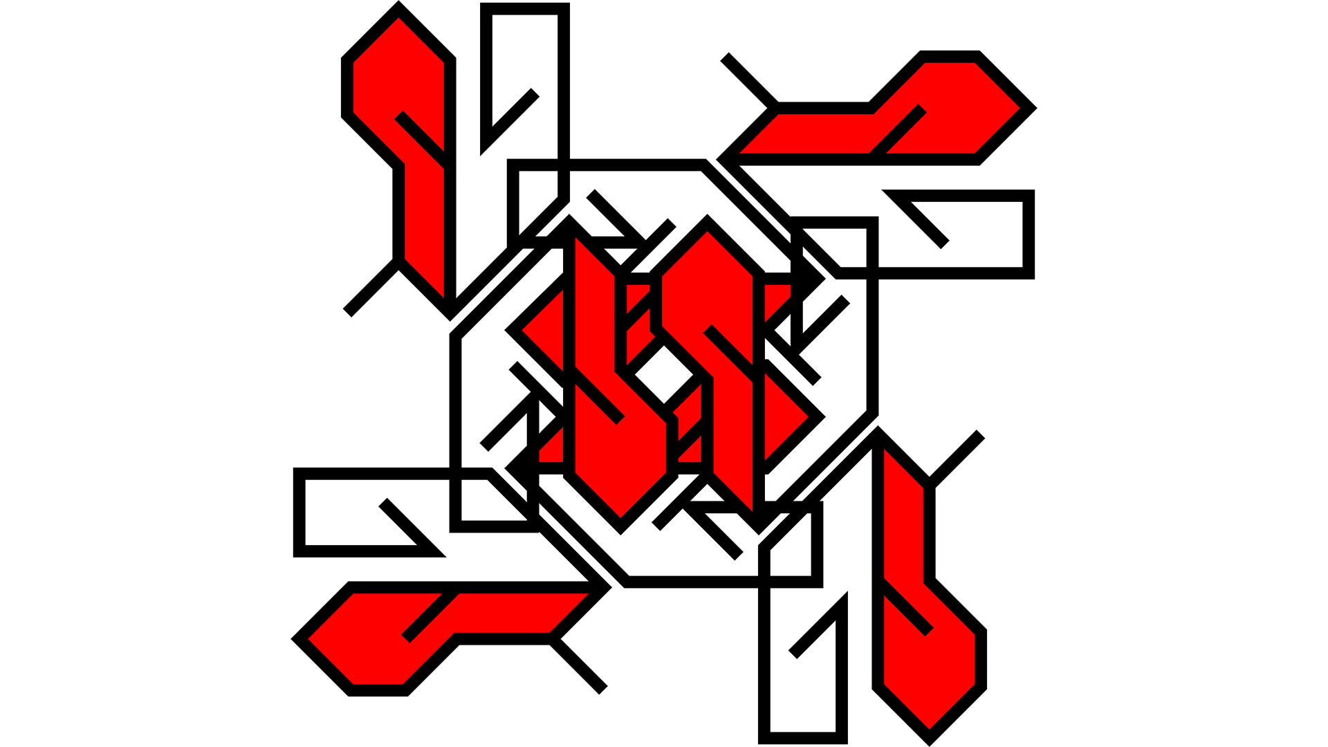 Abstract geometric design with red and black lines HD Wallpaper