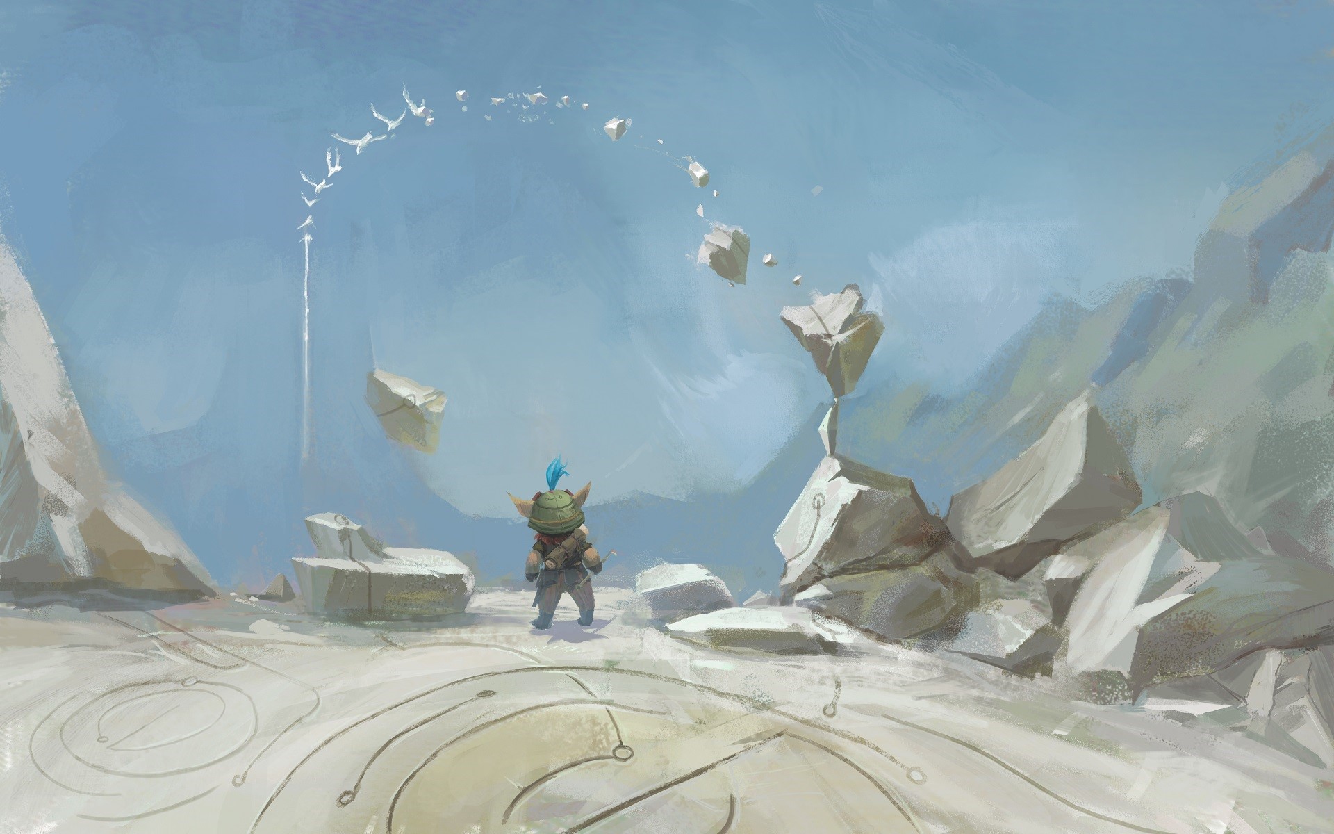 Character from Legend of Runeterra in a rocky landscape HD Wallpaper