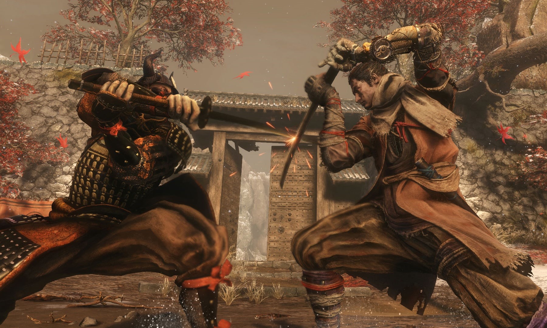 Two samurai fighting with swords in Sekiro: Shadows Die Twice HD Wallpaper