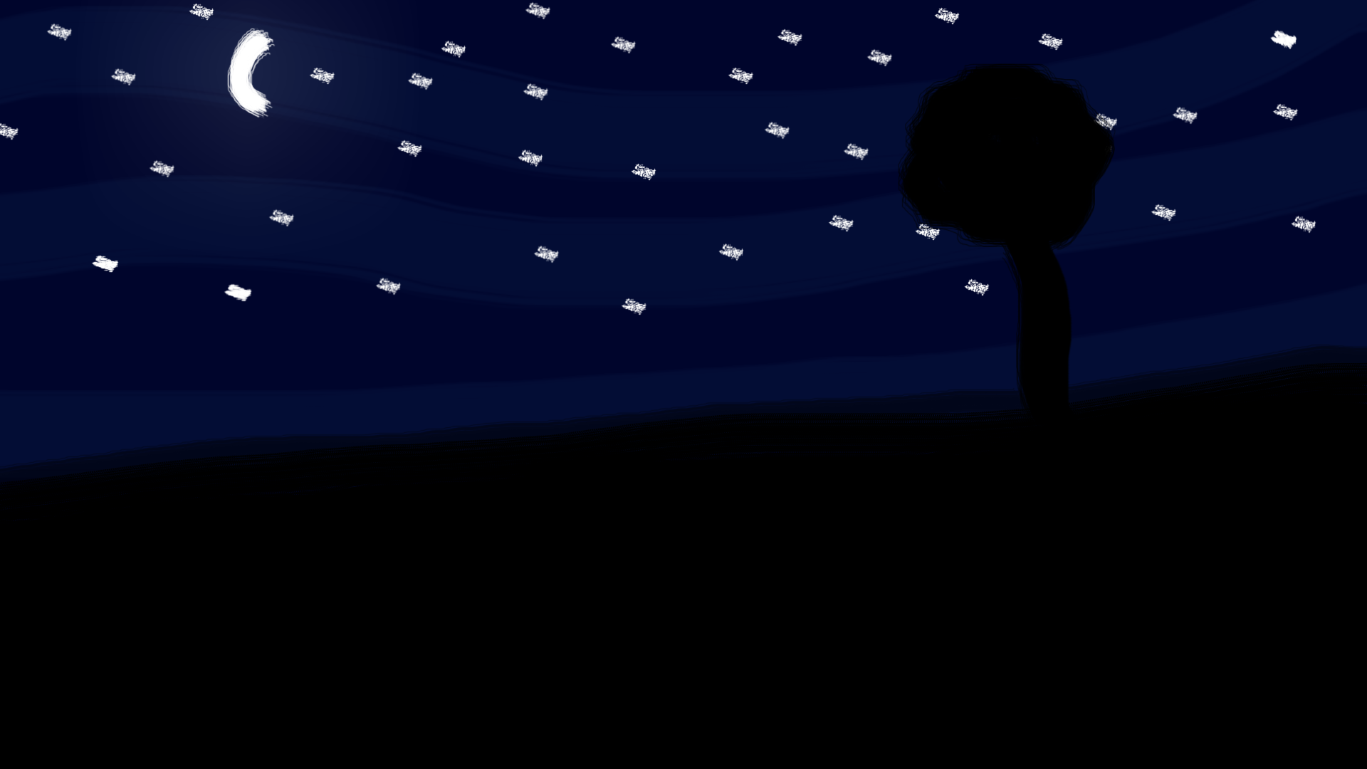 Night sky with moon and tree HD Wallpaper