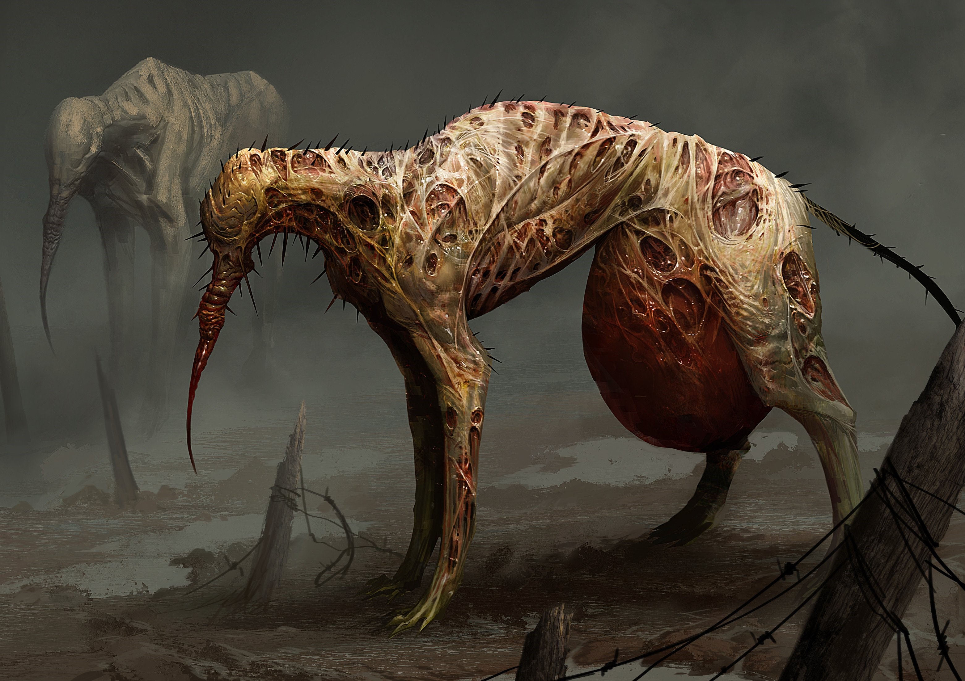Artwork of a grotesque creature by Mike Franchina HD Wallpaper