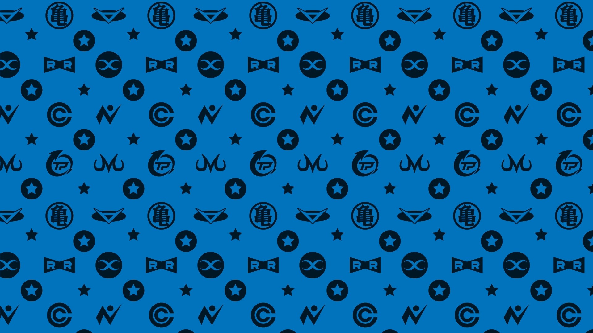 Dragon Ball Z symbols on blue background HD Wallpaper