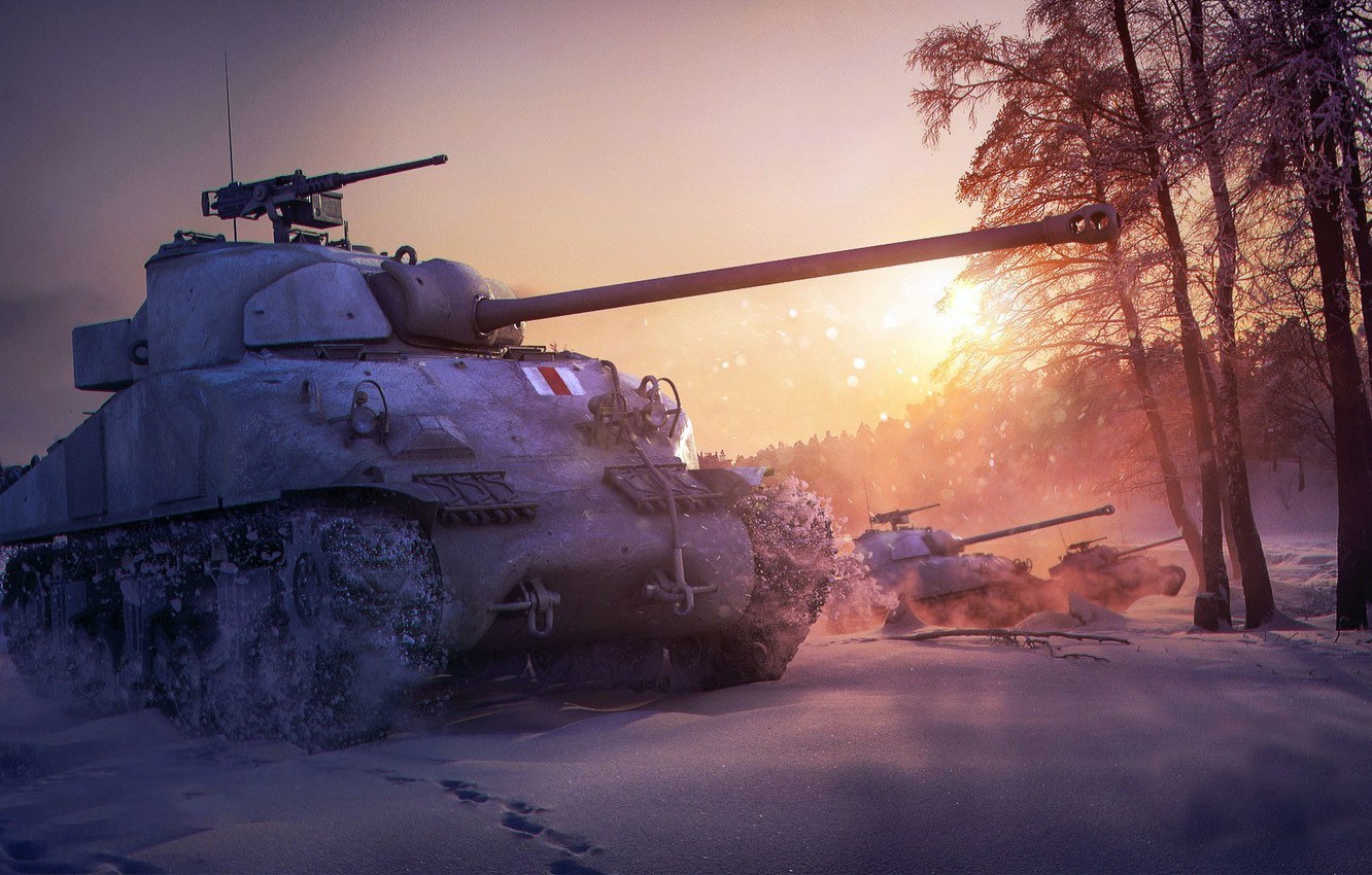 World of Tanks military vehicles in winter landscape HD Wallpaper