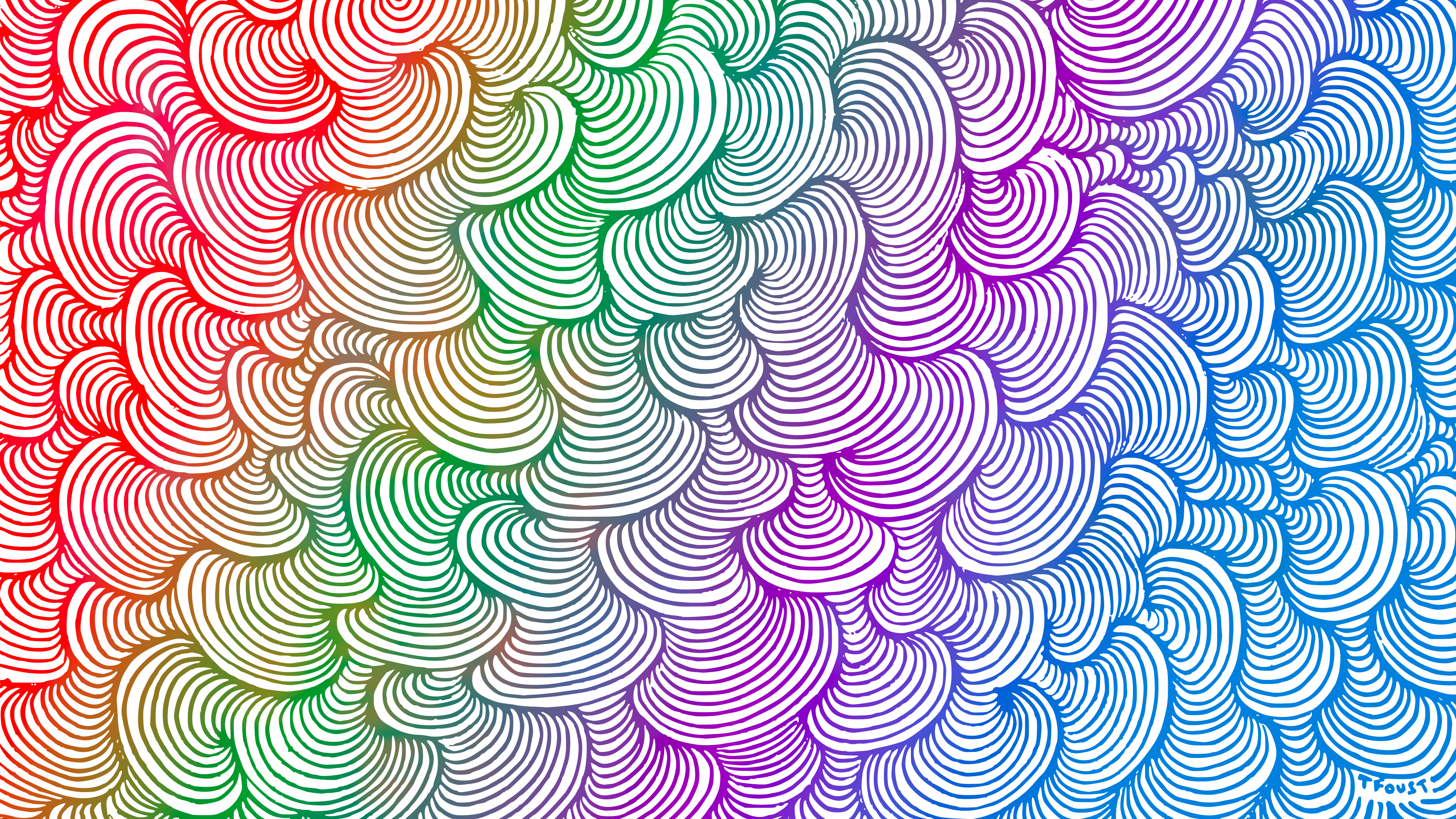 Abstract rainbow pattern with swirling lines HD Wallpaper