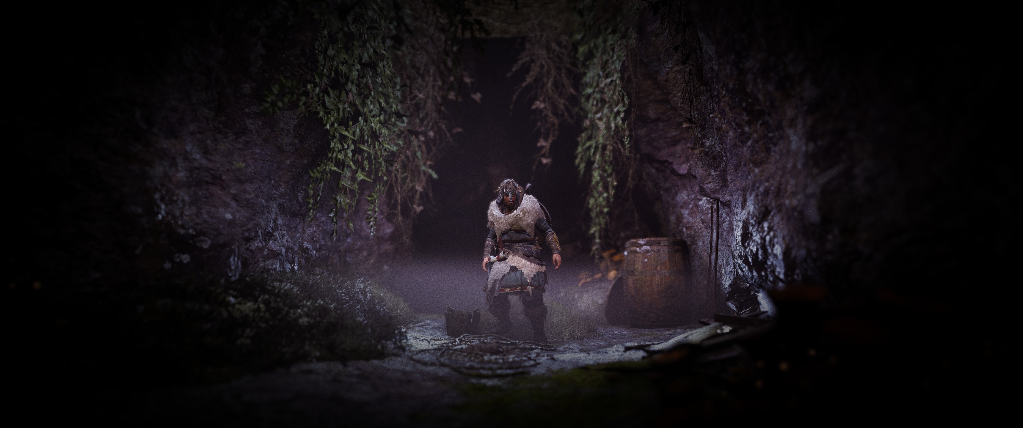 Eivor from Assassin's Creed Valhalla in a cave HD Wallpaper