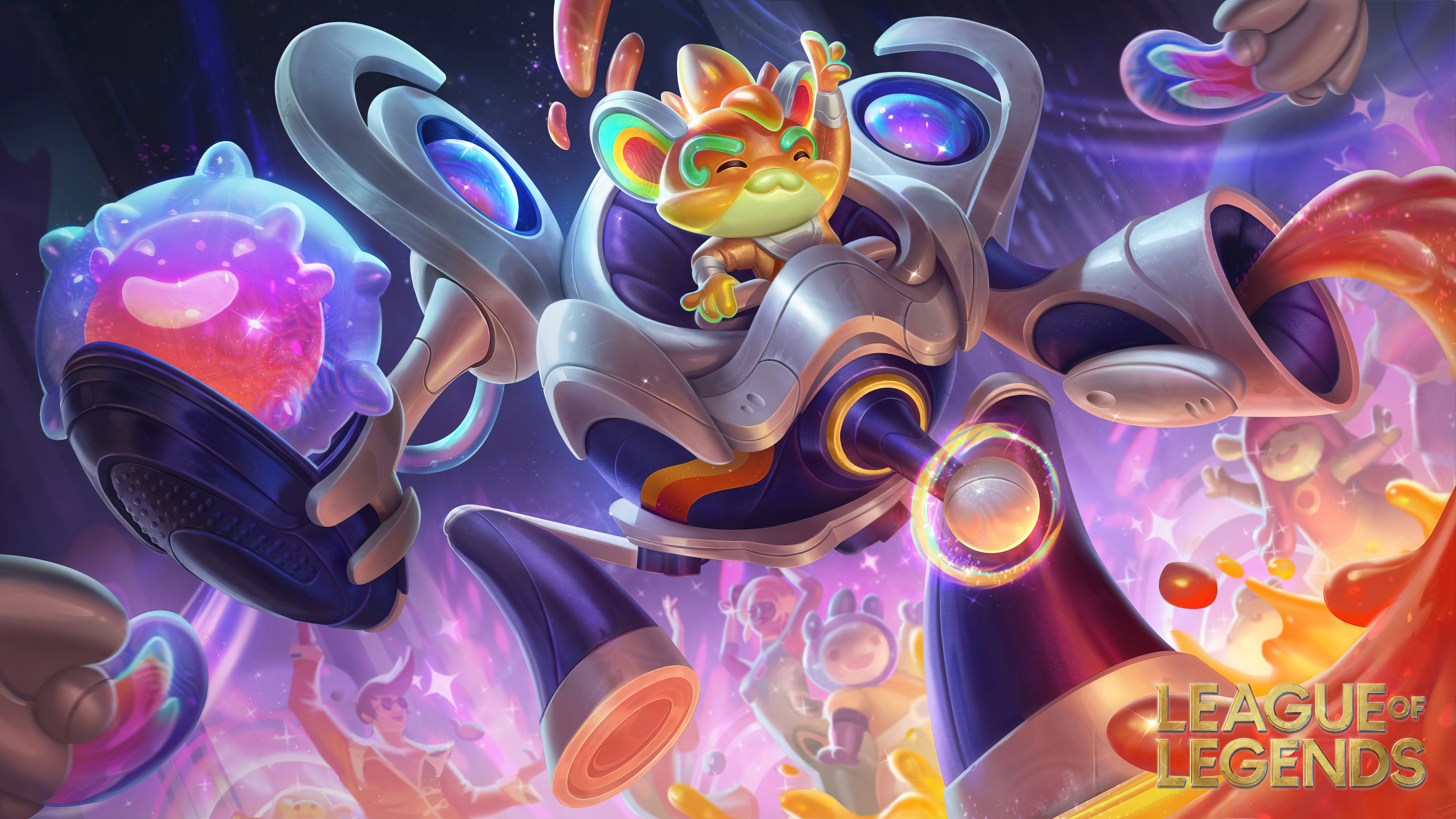 Rumble from League of Legends in a colorful spaceship HD Wallpaper