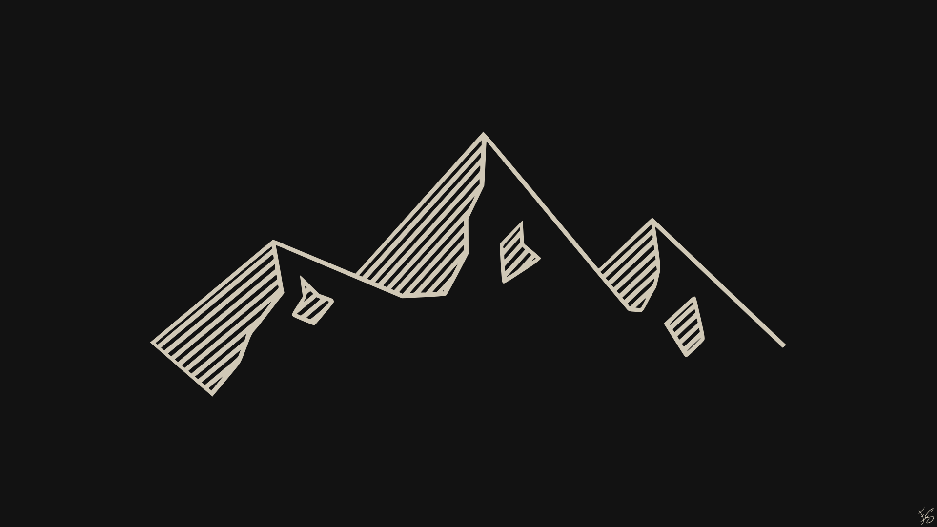 Minimalist mountain range line art HD Wallpaper