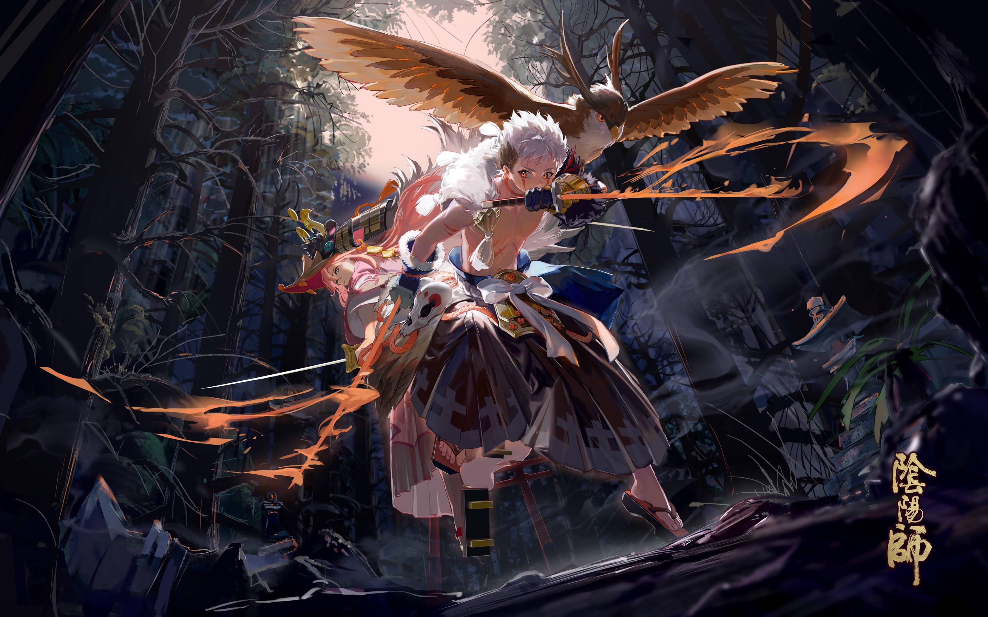 TamoTaro from Onmyoji, fantasy warrior HD Wallpaper