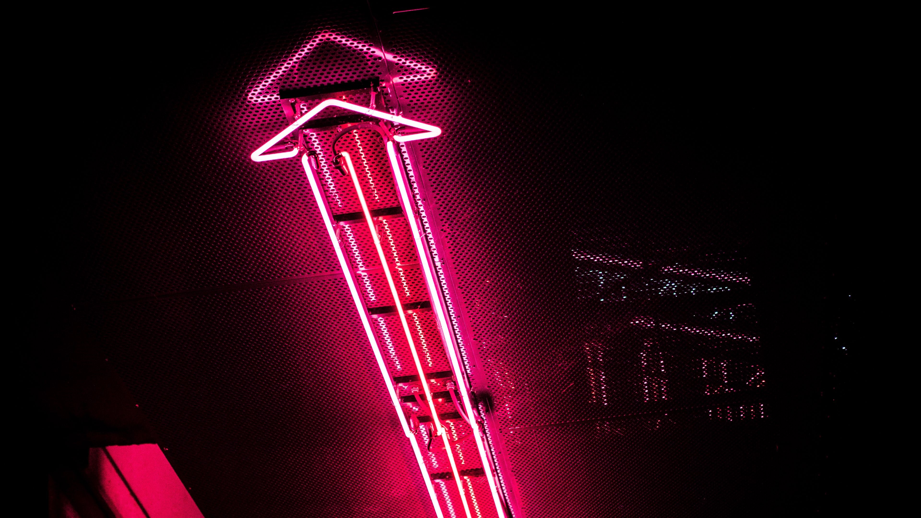 Pink Neon Arrow Sign HD Wallpaper