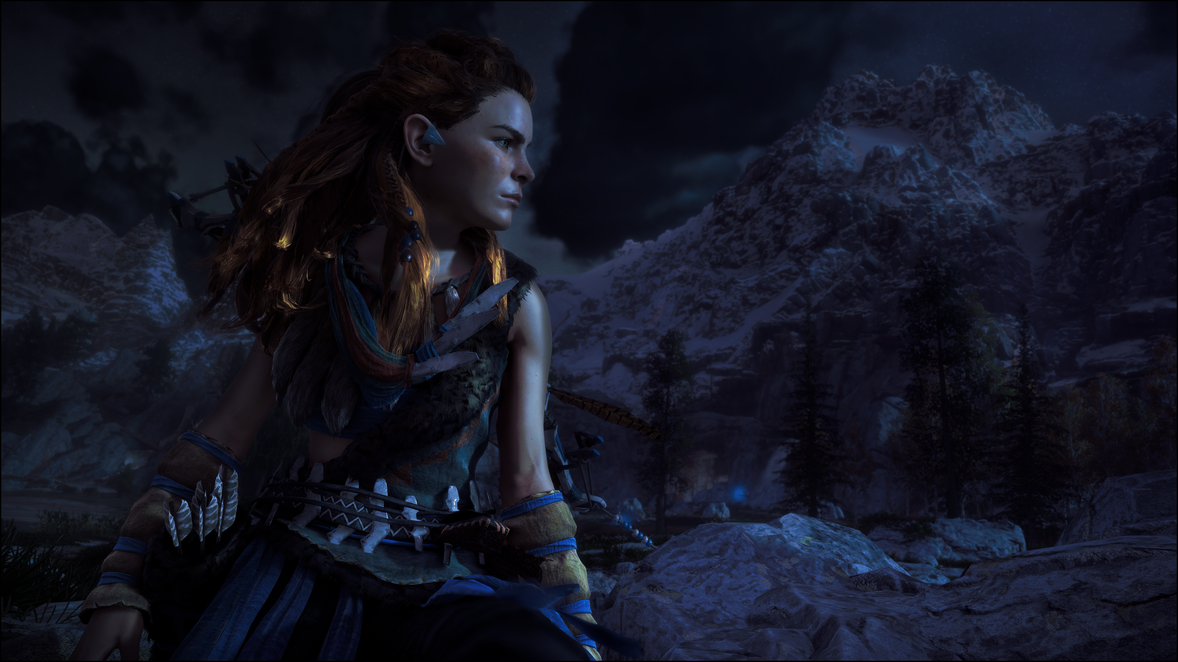 Aloy from Horizon: Zero Dawn in a mountainous landscape HD Wallpaper