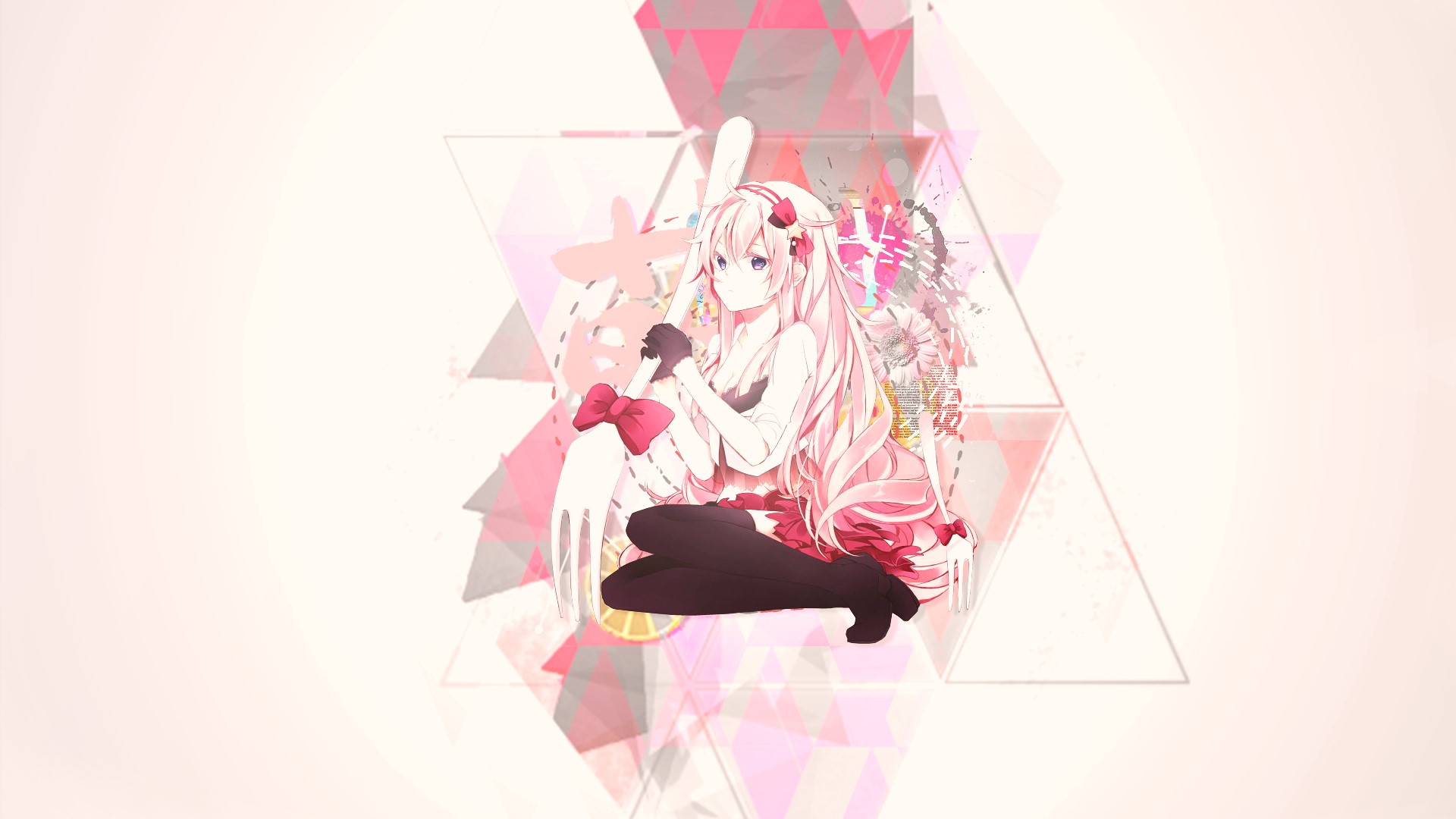 Anime girl with pink hair and red skirt HD Wallpaper