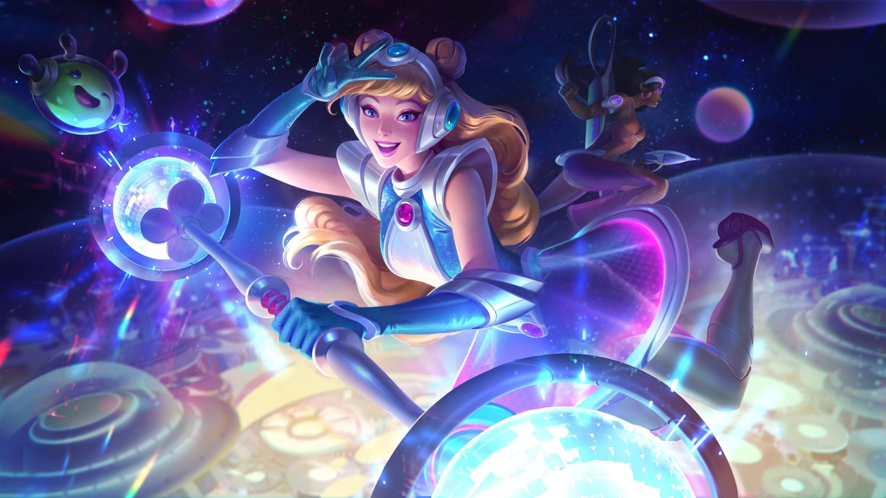 Lux and Nami from League of Legends in Space Groove skins HD Wallpaper