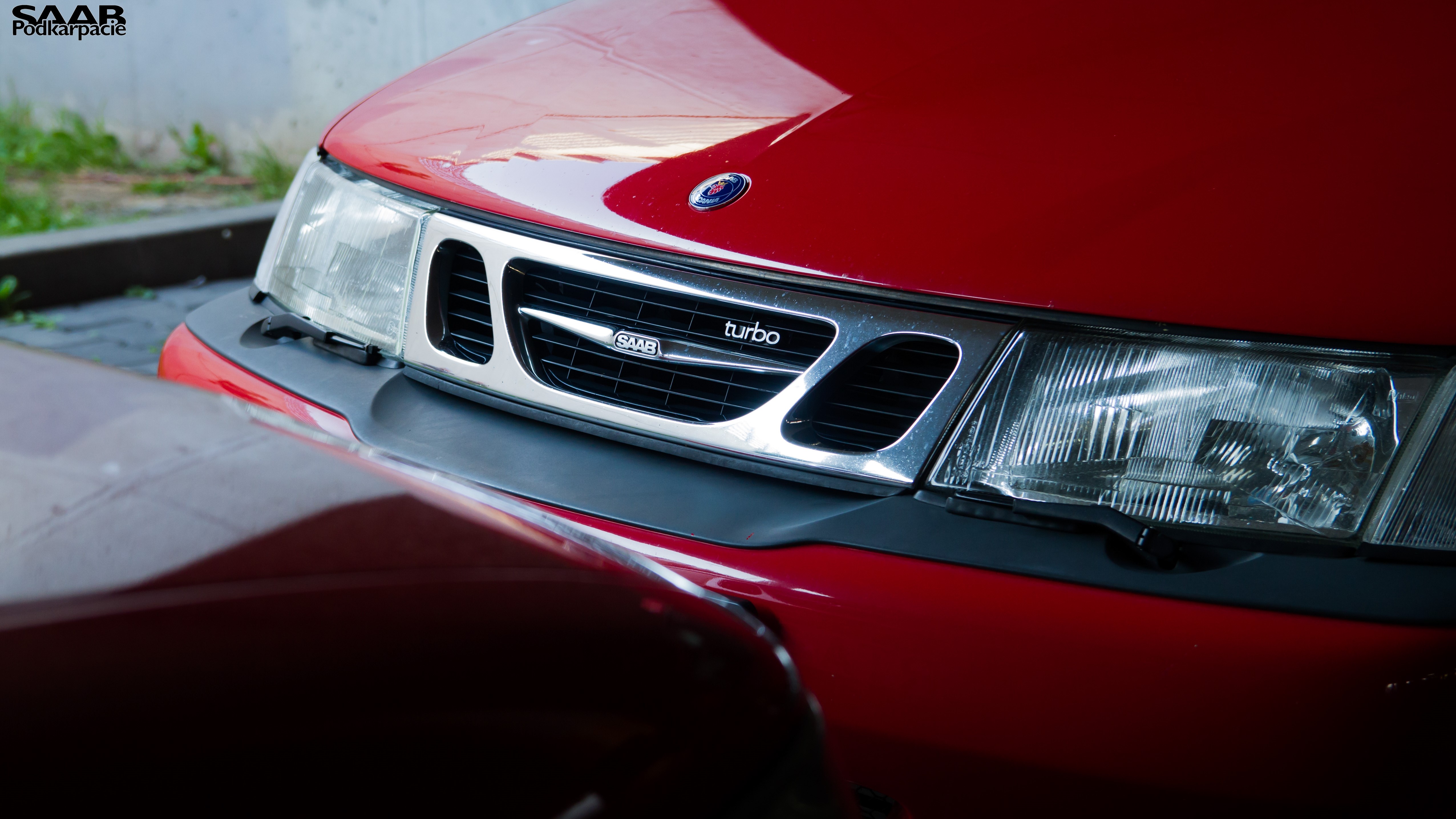 4K Red Saab 9-3 Turbo Car HD Wallpaper