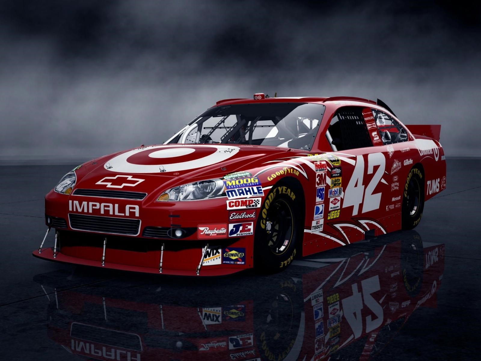 Red Chevrolet Impala NASCAR race car with number 42 HD Wallpaper