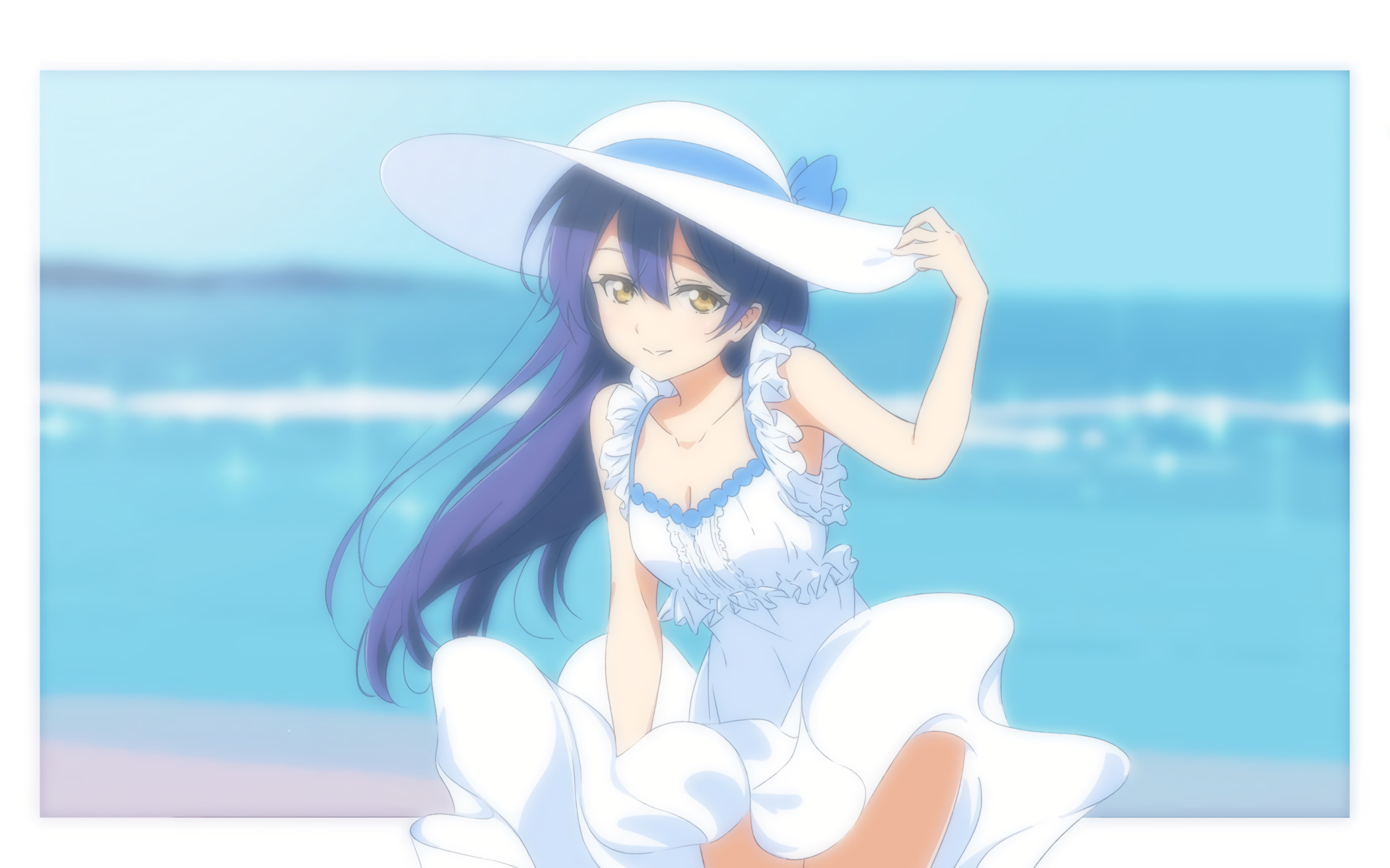 Sonoda Umi from Love Live! Series at the beach HD Wallpaper