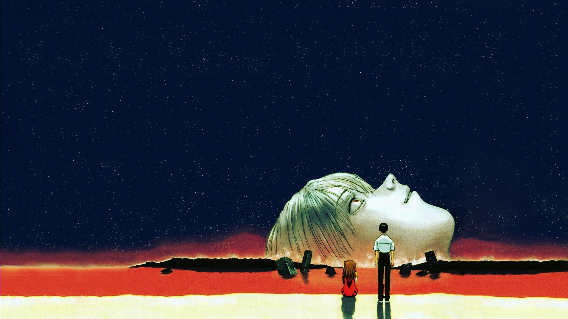 Asuka Langley Soryu and Shinji Ikari from Neon Genesis Evangelion HD Wallpaper