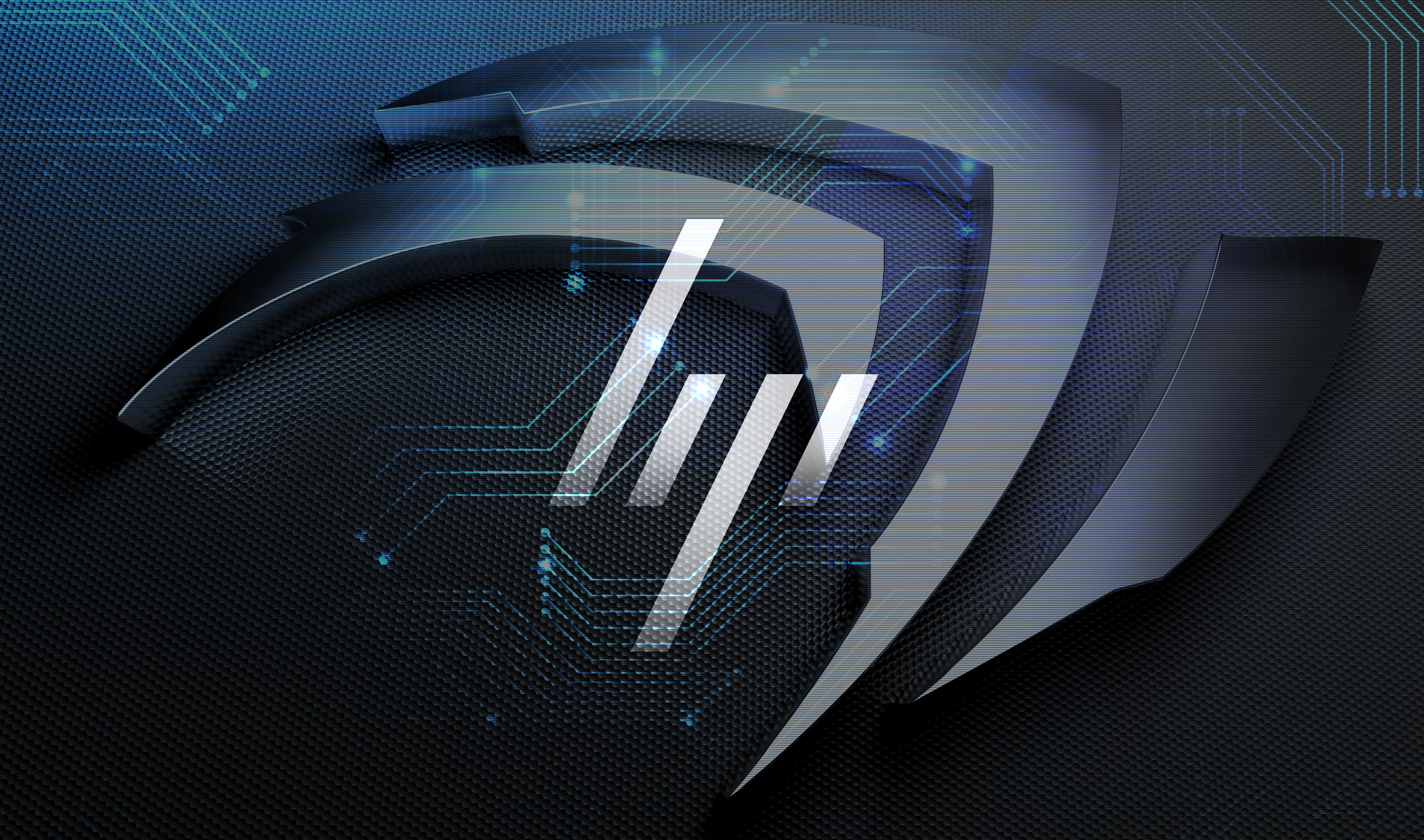 HP logo on a dark textured background with circuit patterns HD Wallpaper