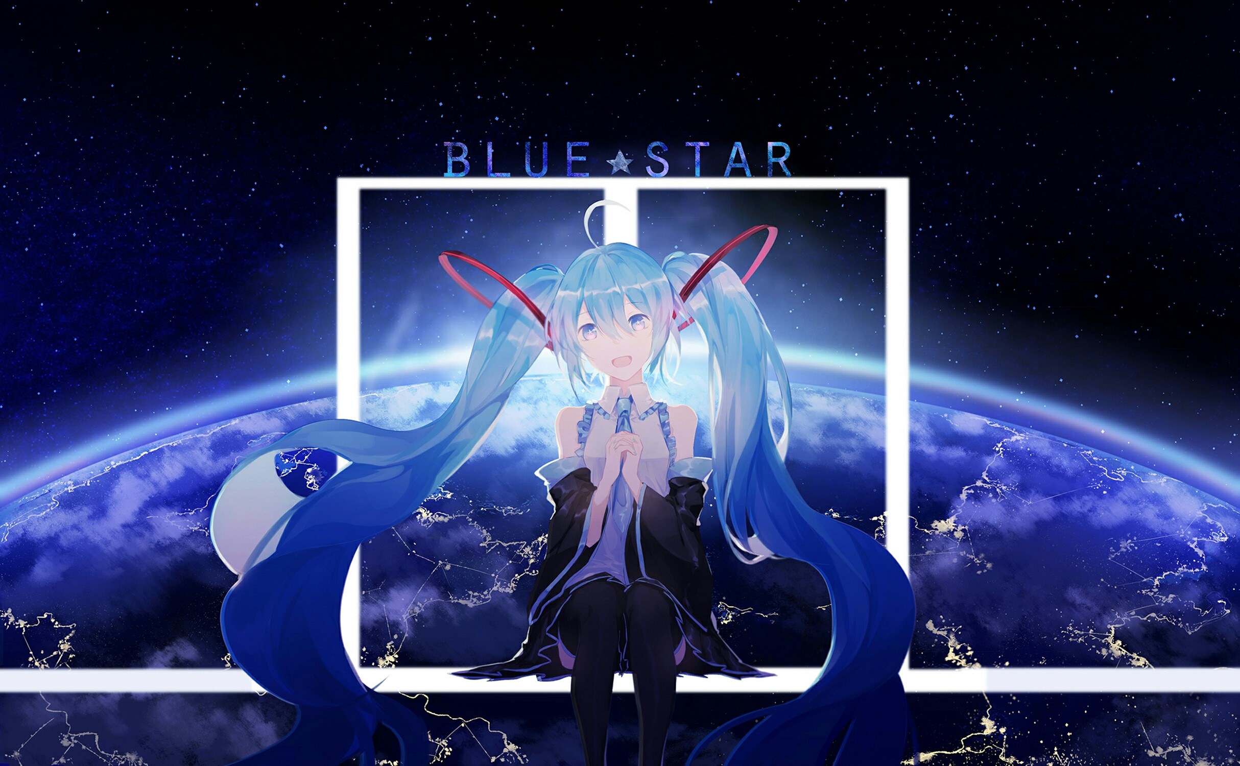 Hatsune Miku from Vocaloid in Space HD Wallpaper