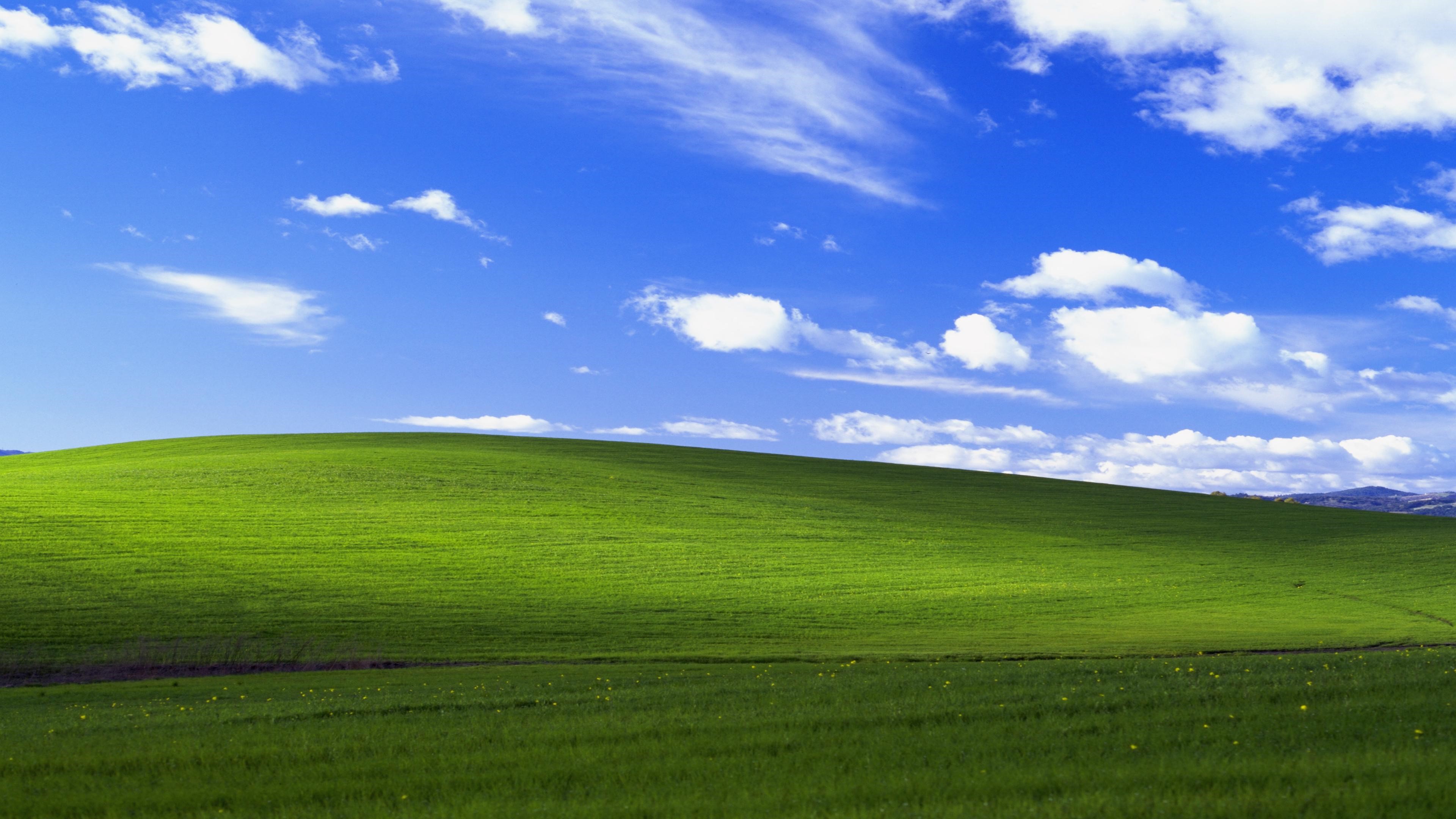 4K landscape photography of green hills and blue sky HD Wallpaper