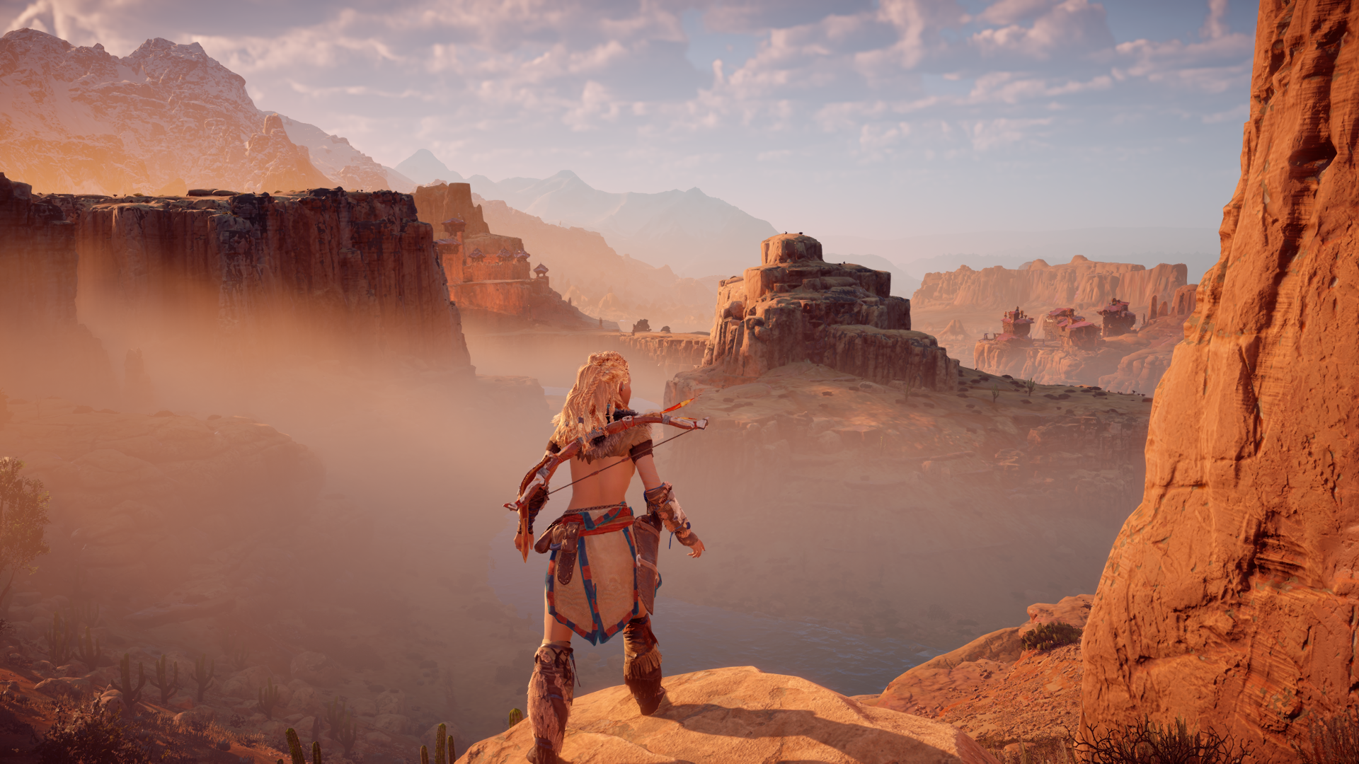 Aloy from Horizon: Zero Dawn in a desert landscape HD Wallpaper