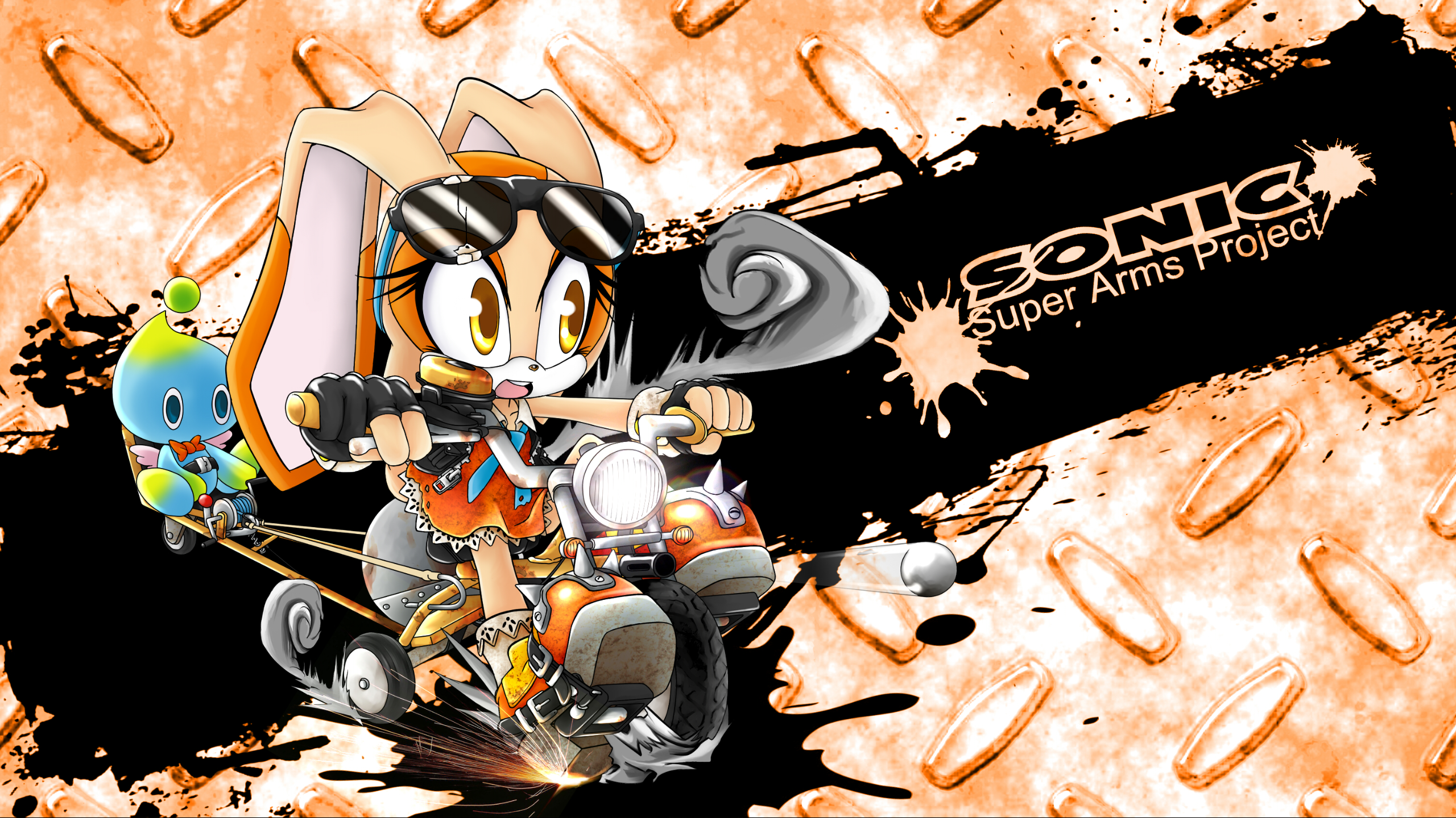 Cream the Rabbit and Cheese from Sonic the Hedgehog on a motorcycle HD Wallpaper