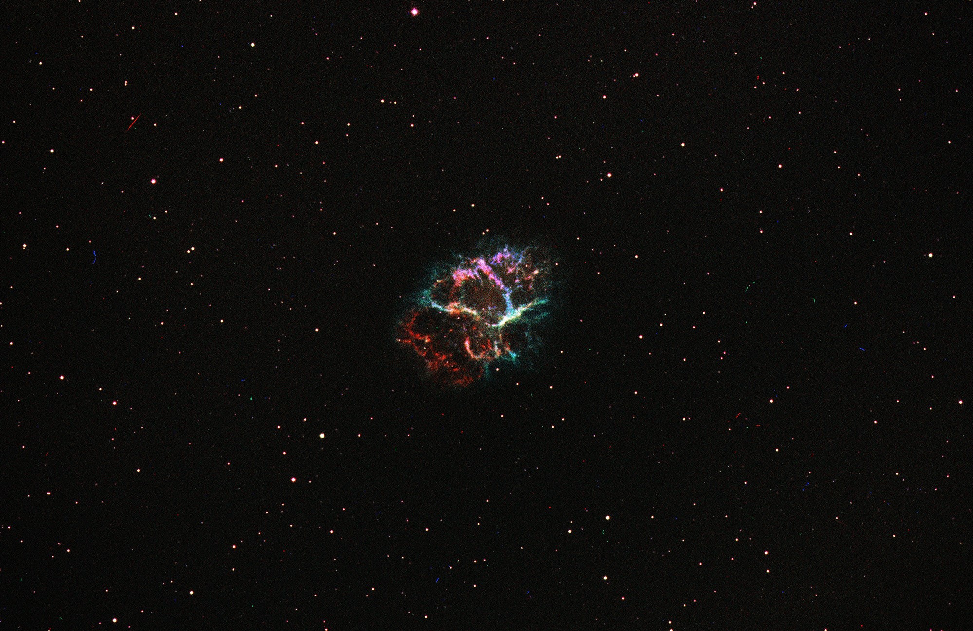 Crab Nebula in space with stars HD Wallpaper