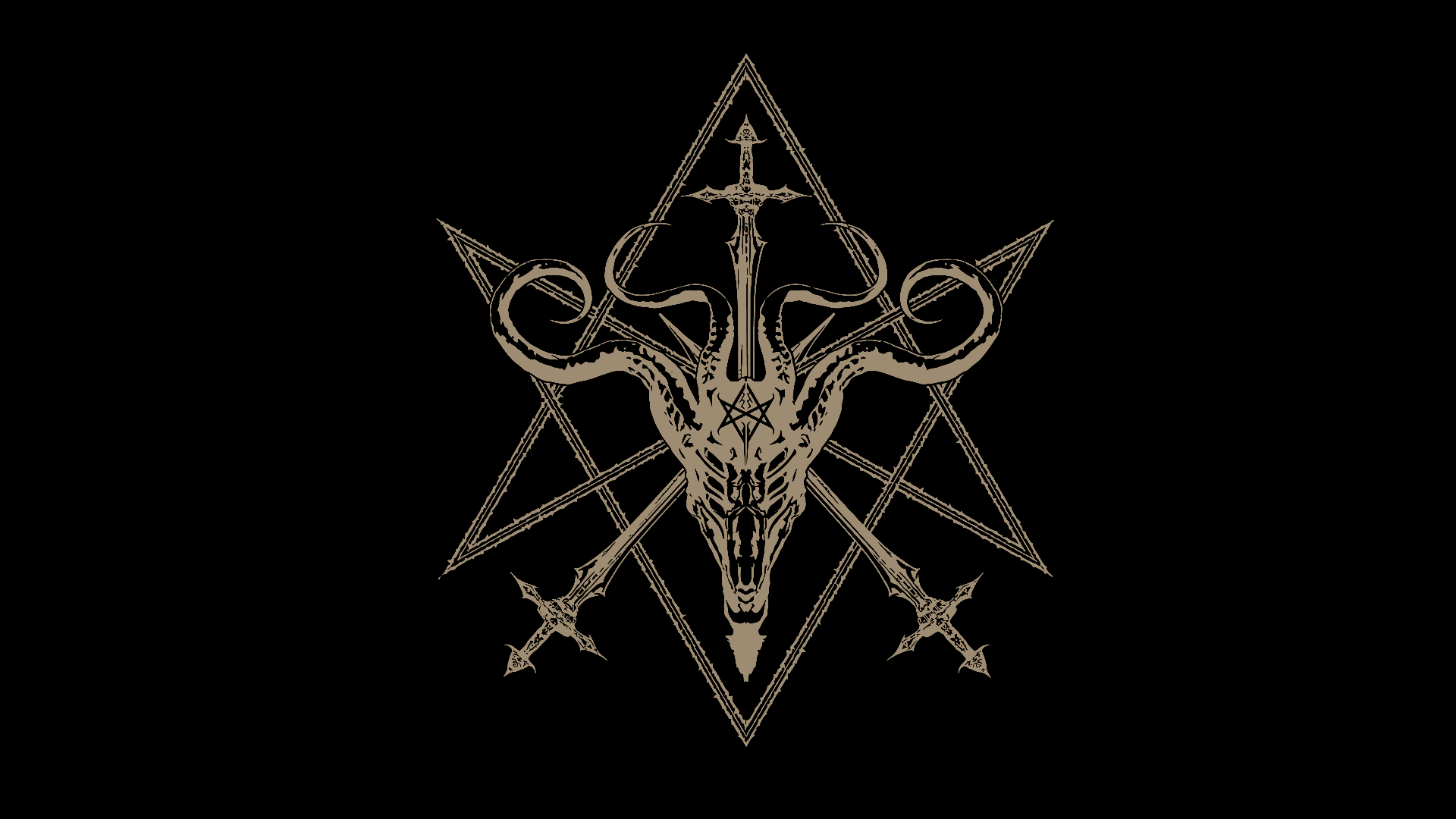 Order of the Nine Angles symbol with goat skull and swords HD Wallpaper