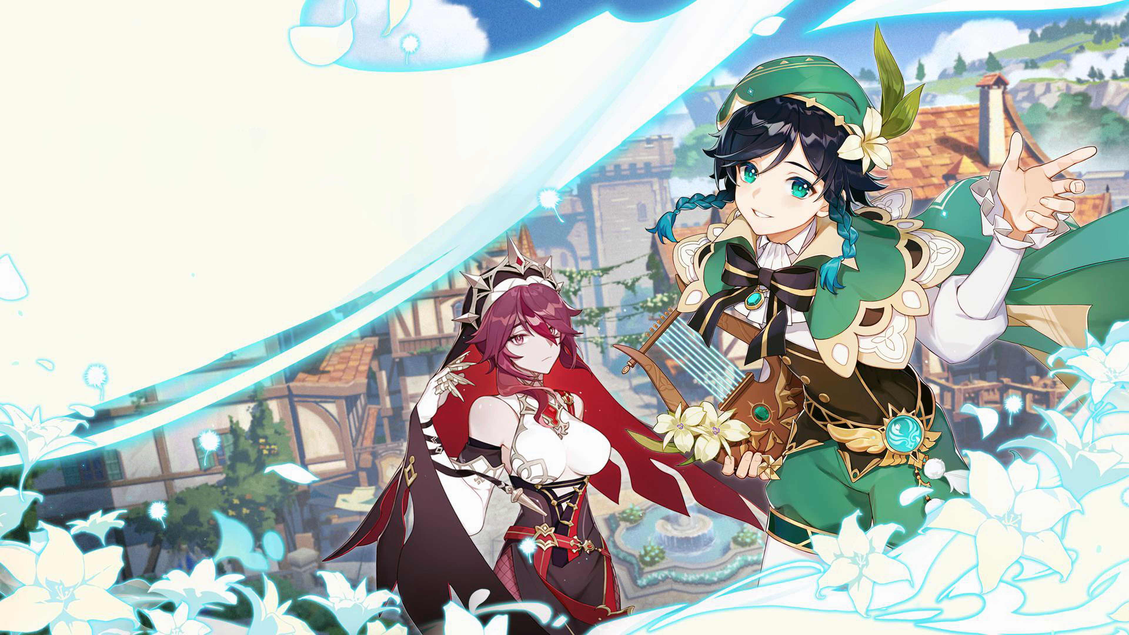 4K Venti and Rosaria from Genshin Impact HD Wallpaper