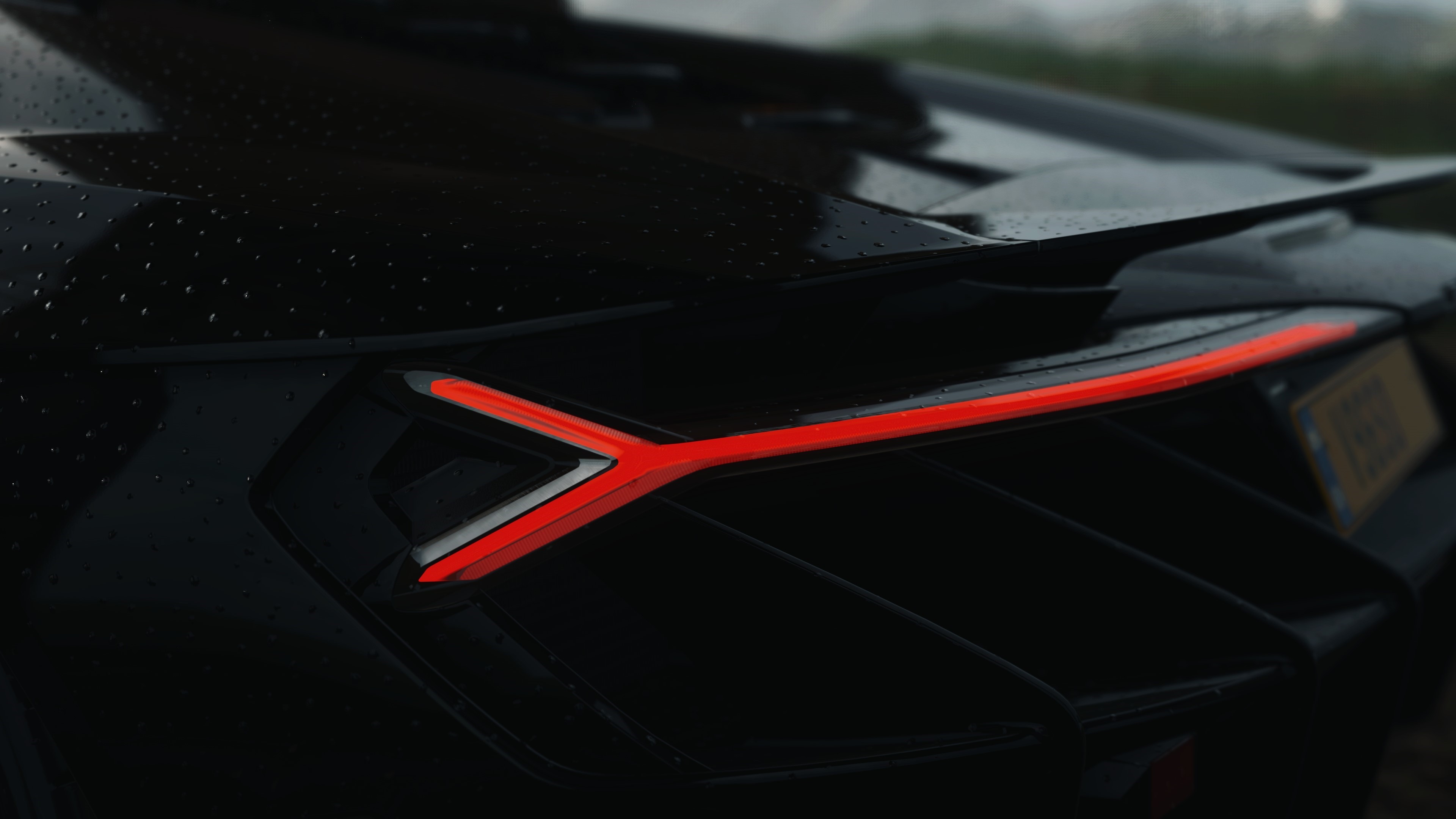 4K Lamborghini Centenario taillight in rain HD Wallpaper