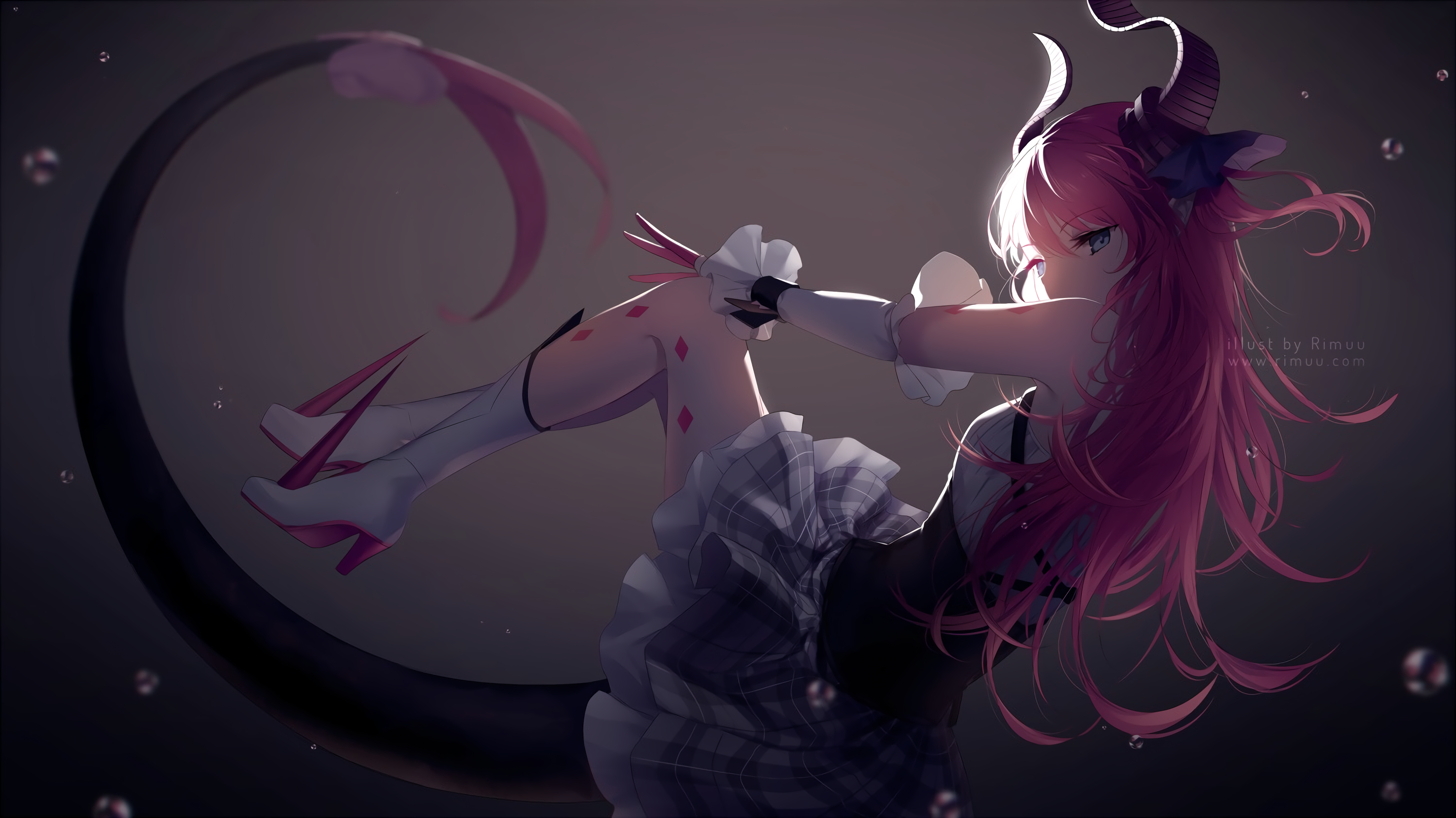Elizabeth Bathory from Fate Series with pink hair and horns HD Wallpaper