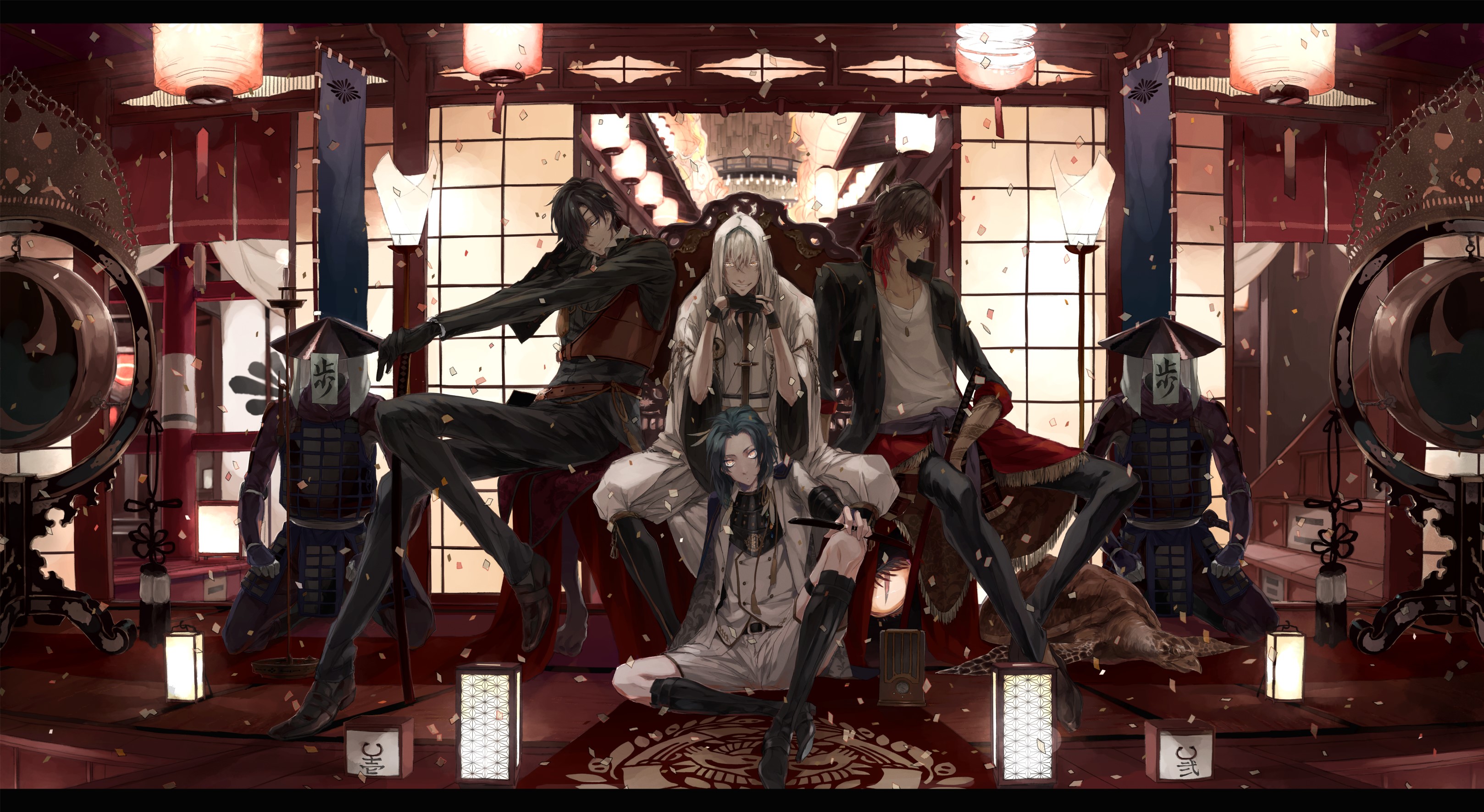 Anime boys in traditional Japanese setting HD Wallpaper