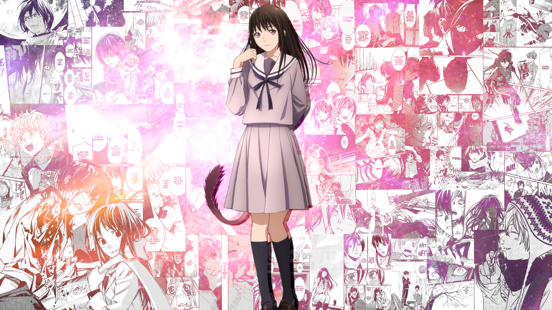 Yato and Hiyori from Noragami collage HD Wallpaper