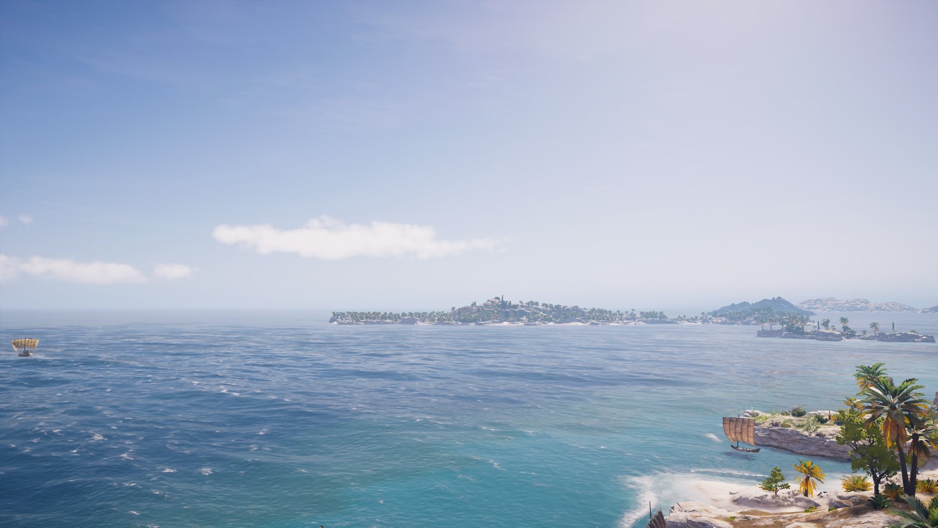 Assassin's Creed Odyssey Sea View with Islands and Ships HD Wallpaper